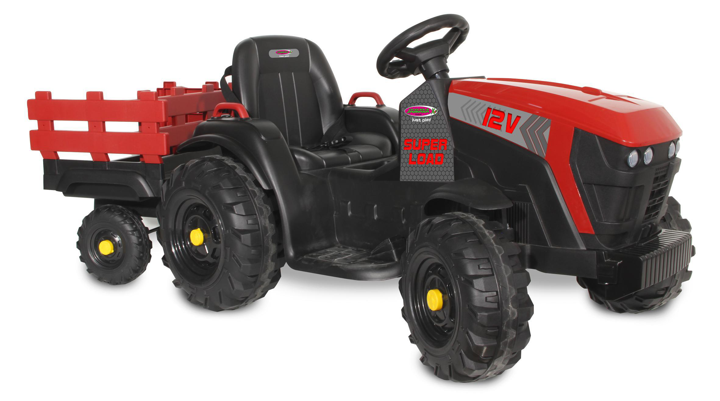 JAMARA Ride-on Traktor Super Load mit Anhänger 12V Kinderfahrzeug, Rot