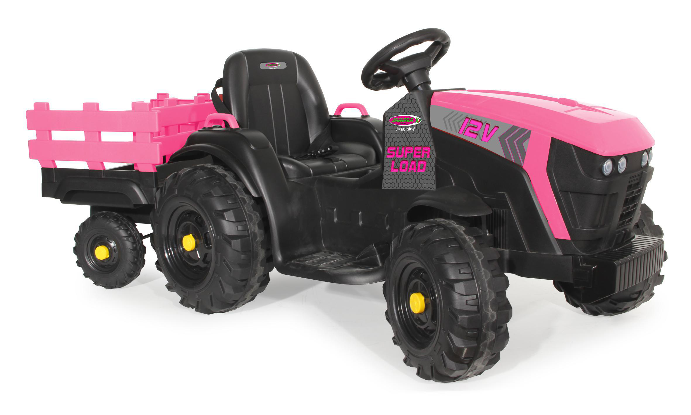 JAMARA Ride-on Traktor Super Load mit Anhänger 12V Kinderfahrzeug, Pink