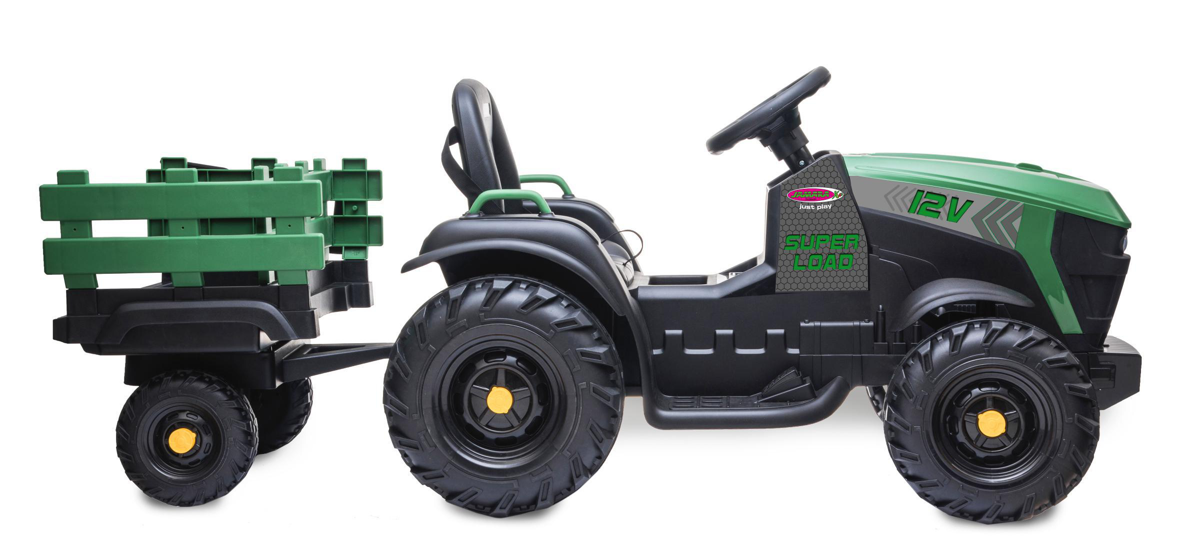 JAMARA Ride-on Traktor Super Load mit Anhänger 12V Kinderfahrzeug, Grün