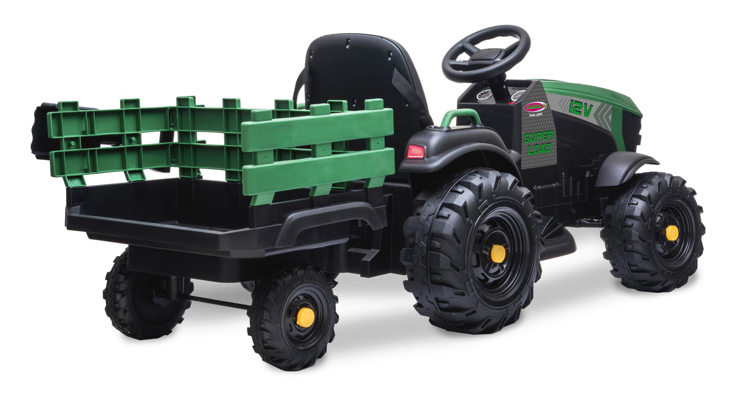 JAMARA Ride-on Traktor Super Load mit Anhänger 12V Kinderfahrzeug, Grün