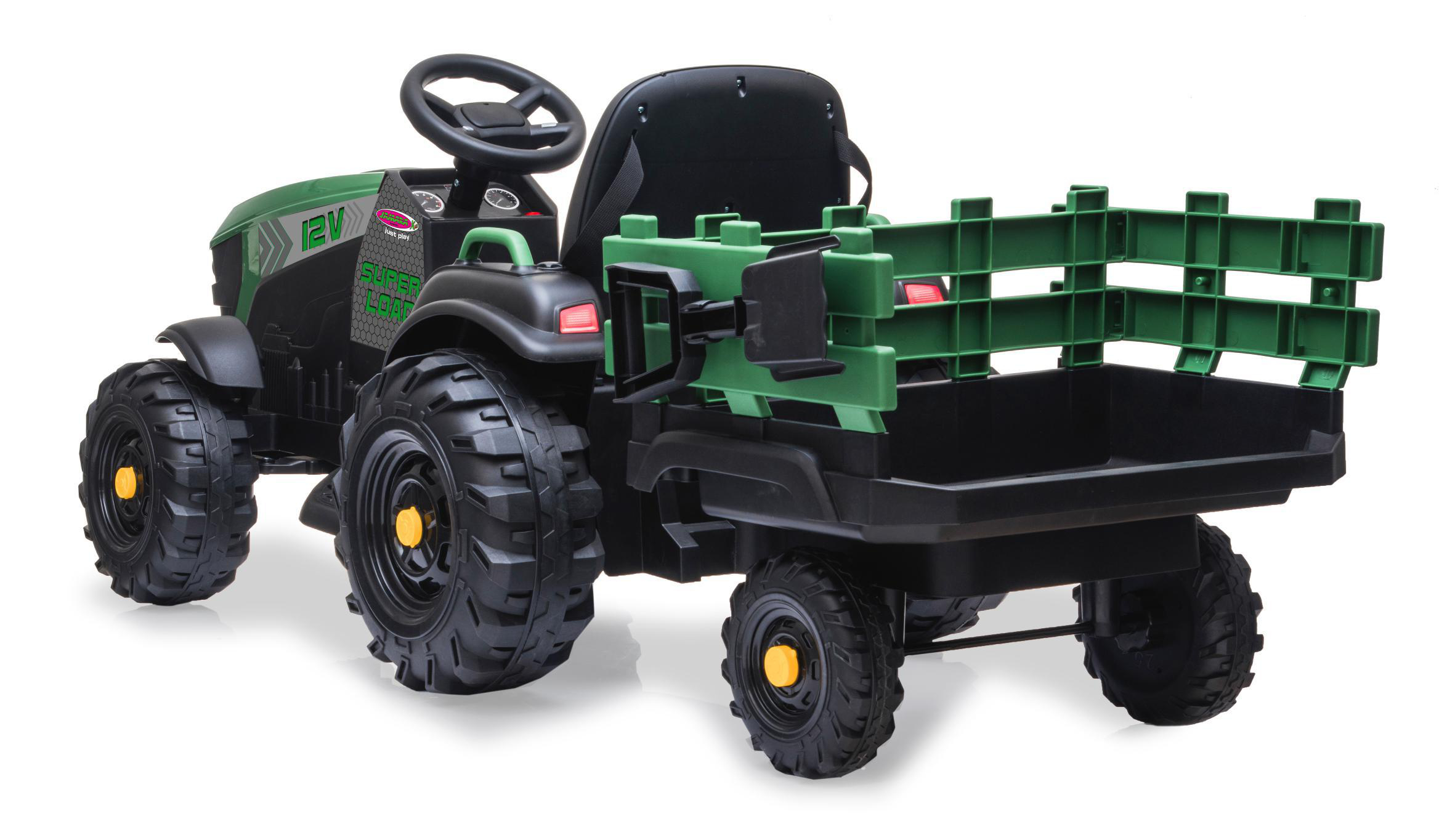 JAMARA Ride-on Traktor Super Load mit Anhänger 12V Kinderfahrzeug, Grün