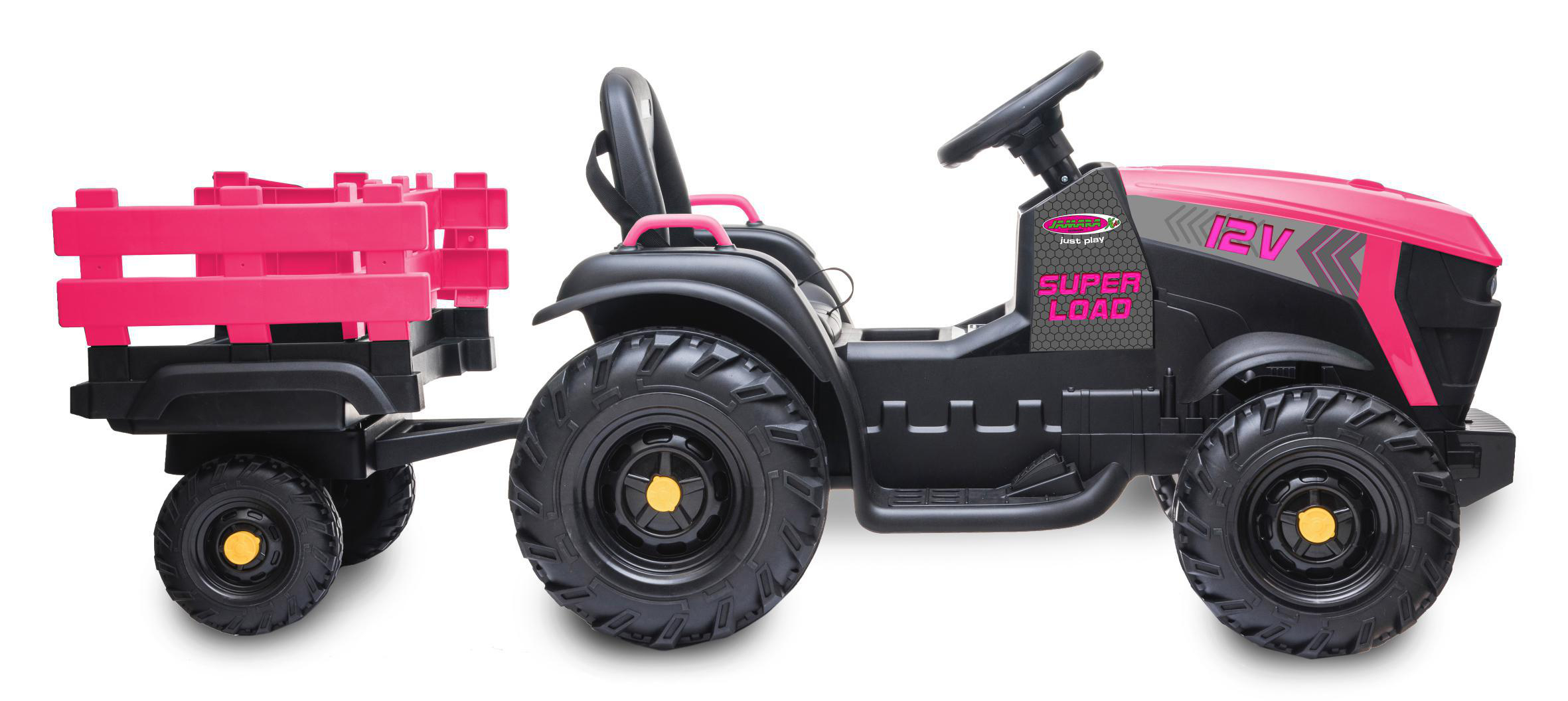 JAMARA Ride-on Traktor Super Load mit Anhänger 12V Kinderfahrzeug, Pink