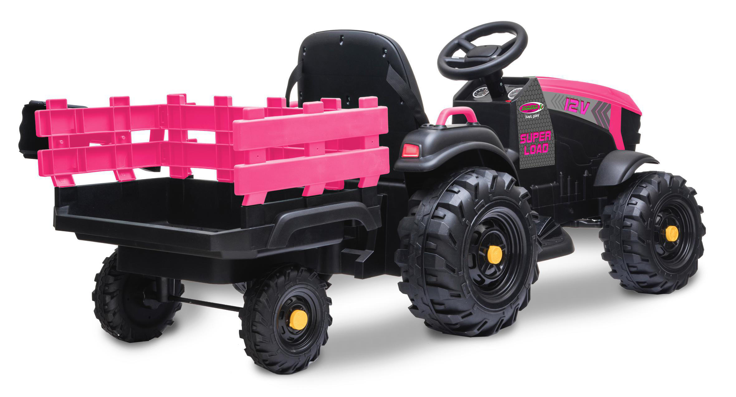 JAMARA Ride-on Traktor Super Load mit Anhänger 12V Kinderfahrzeug, Pink