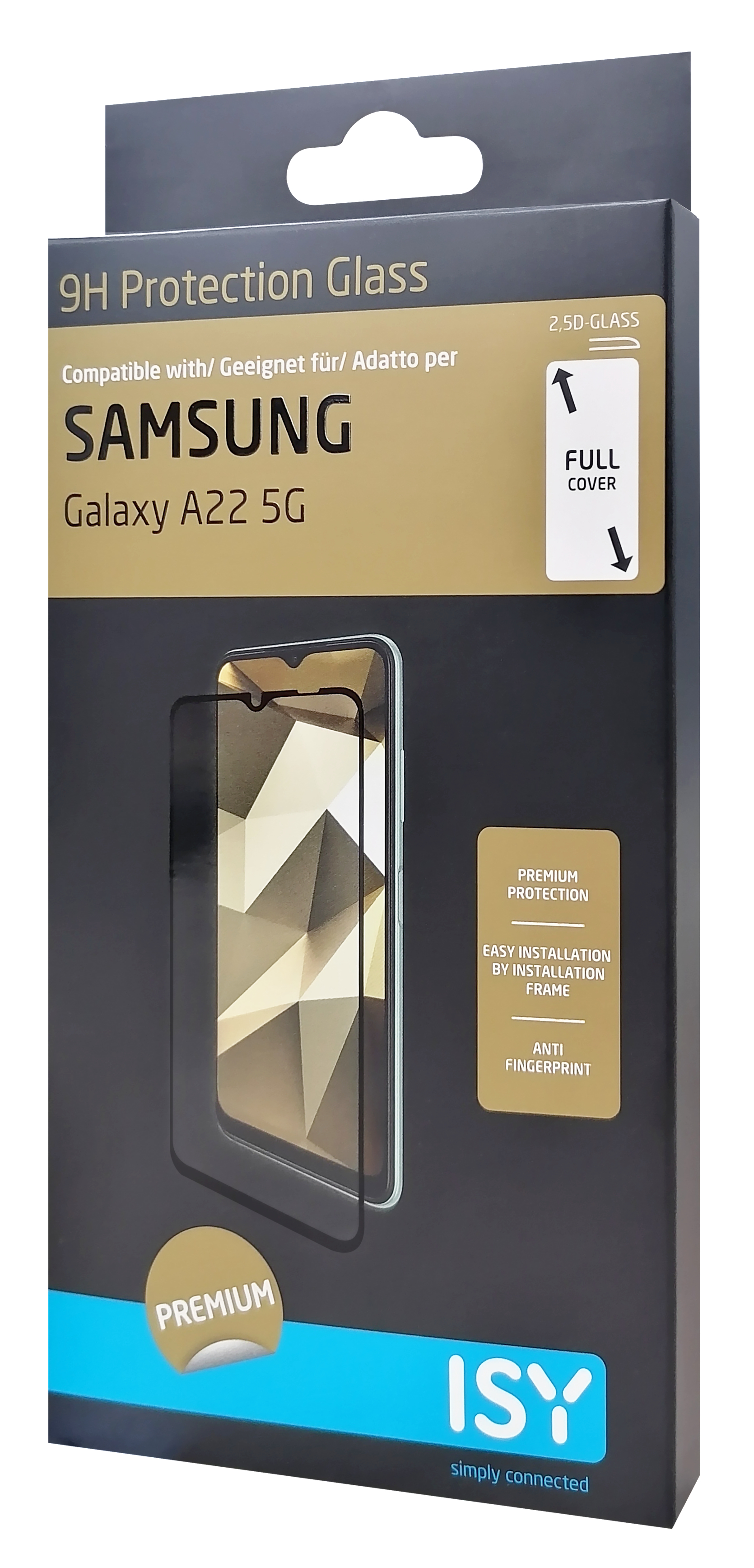 Schachtel für einen Bildschirmschutz. Das Telefon ist auf der Schachtel abgebildet.