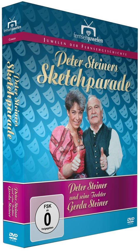 DVD-Box mit einem Mann und einer Frau auf dem Cover. Der Titel lautet 'Peter Steiners Sketchparade'.