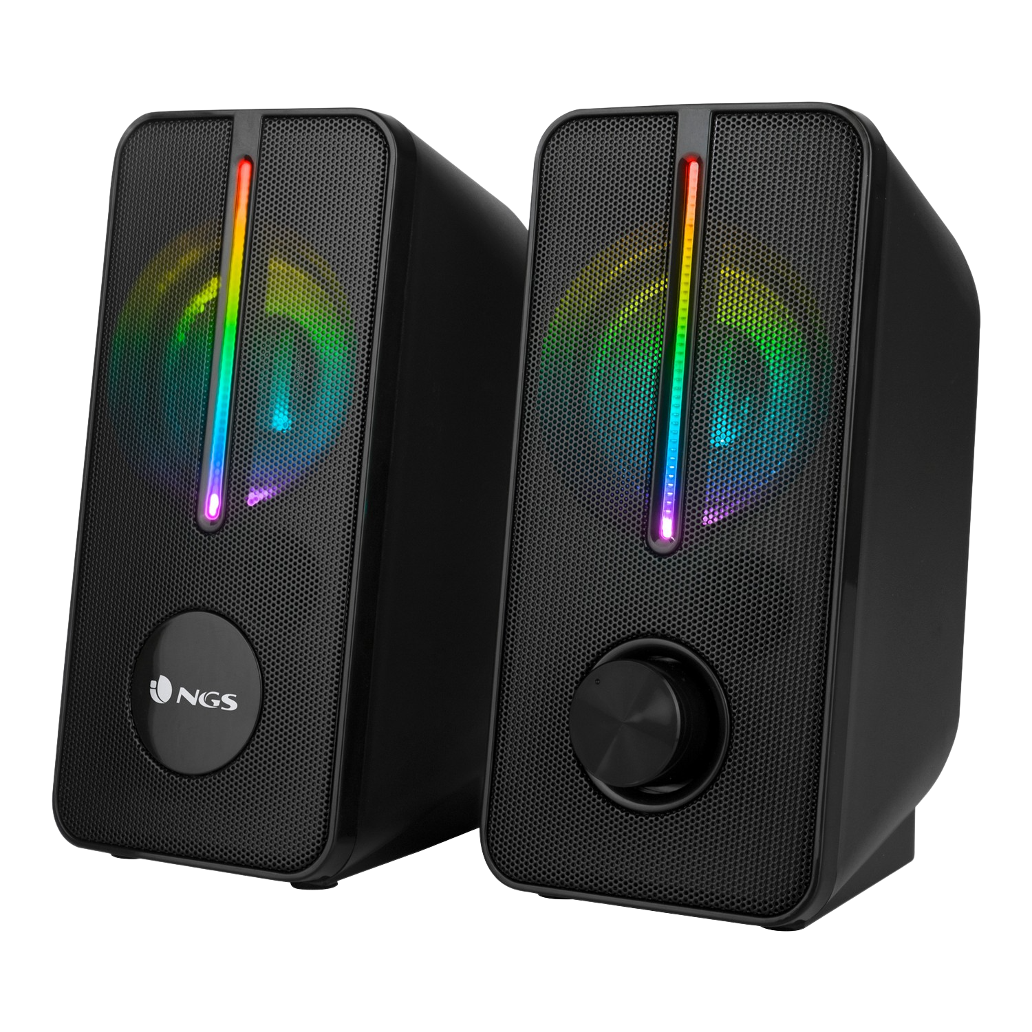 Altavoces para PC - NGS GSX-150, Gaming, 12W RMS, 2.0, Luces LED RGB, USB, Jack 3.5 mm, Negro