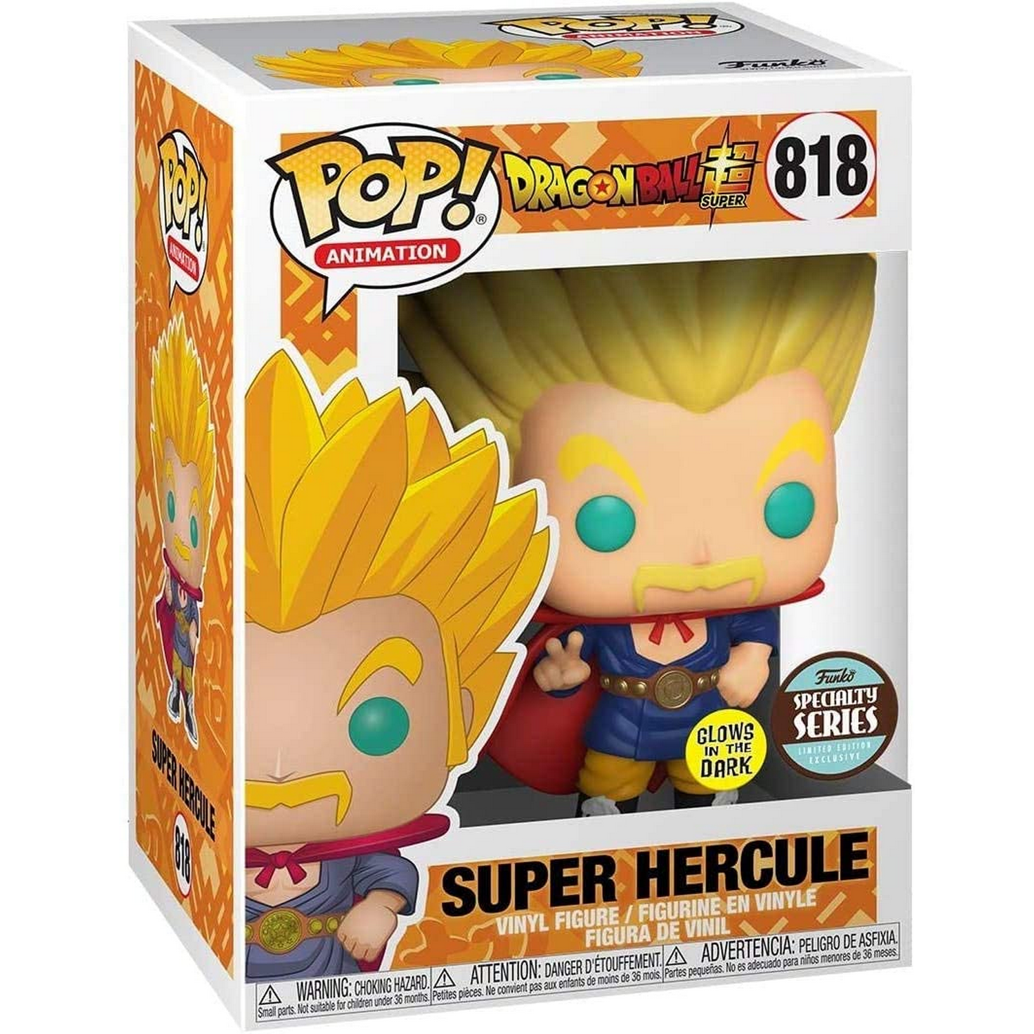 Figura Funko Pop! - Super Hercule Glow in The Dark, Dragon Ball Super, 10 cm, Vinilo, Multicolor