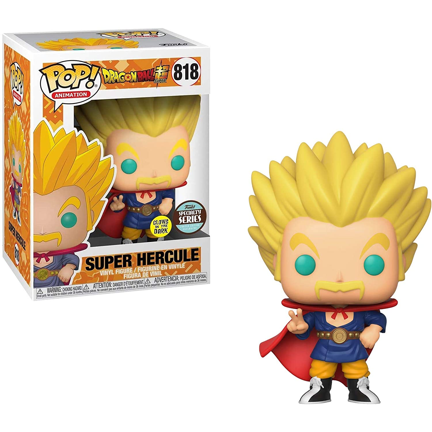 Figura Funko Pop! - Super Hercule Glow in The Dark, Dragon Ball Super, 10 cm, Vinilo, Multicolor