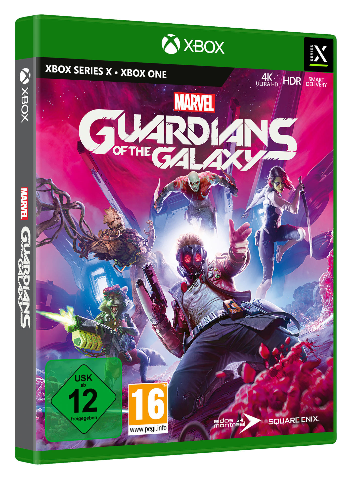 Das Xbox-Spiel 'Guardians of the Galaxy' mit Charakteren aus dem Film.