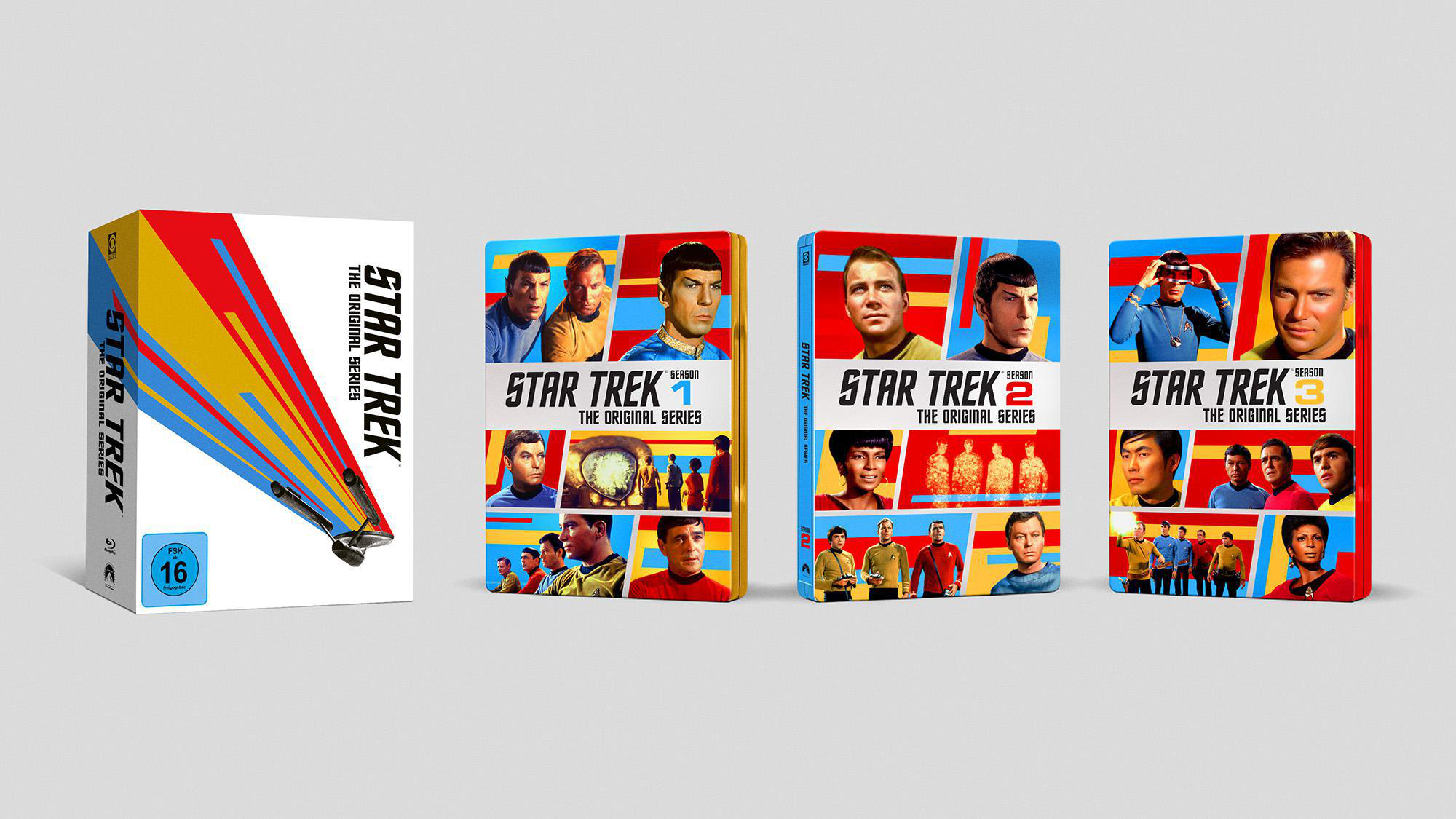 Star Trek: The Original Series Blu-ray-Box-Set und einzelne Staffel-Cover.