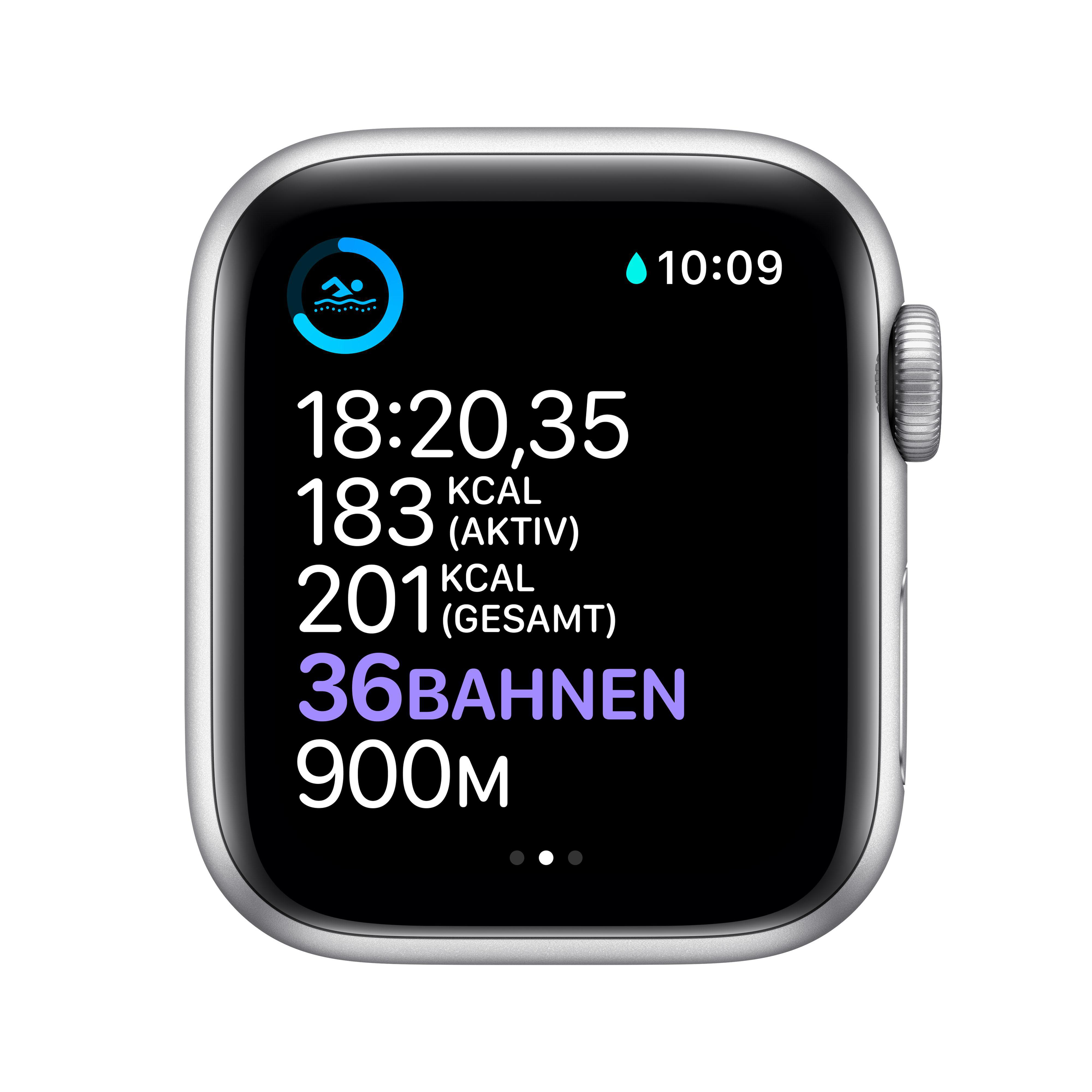Cellular) Armband: Weiß, Series 130 APPLE 200 Watch Smartwatch mm, 40mm - 6 (GPS Gehäuse: + Aluminium Silber Fluorelastomer,