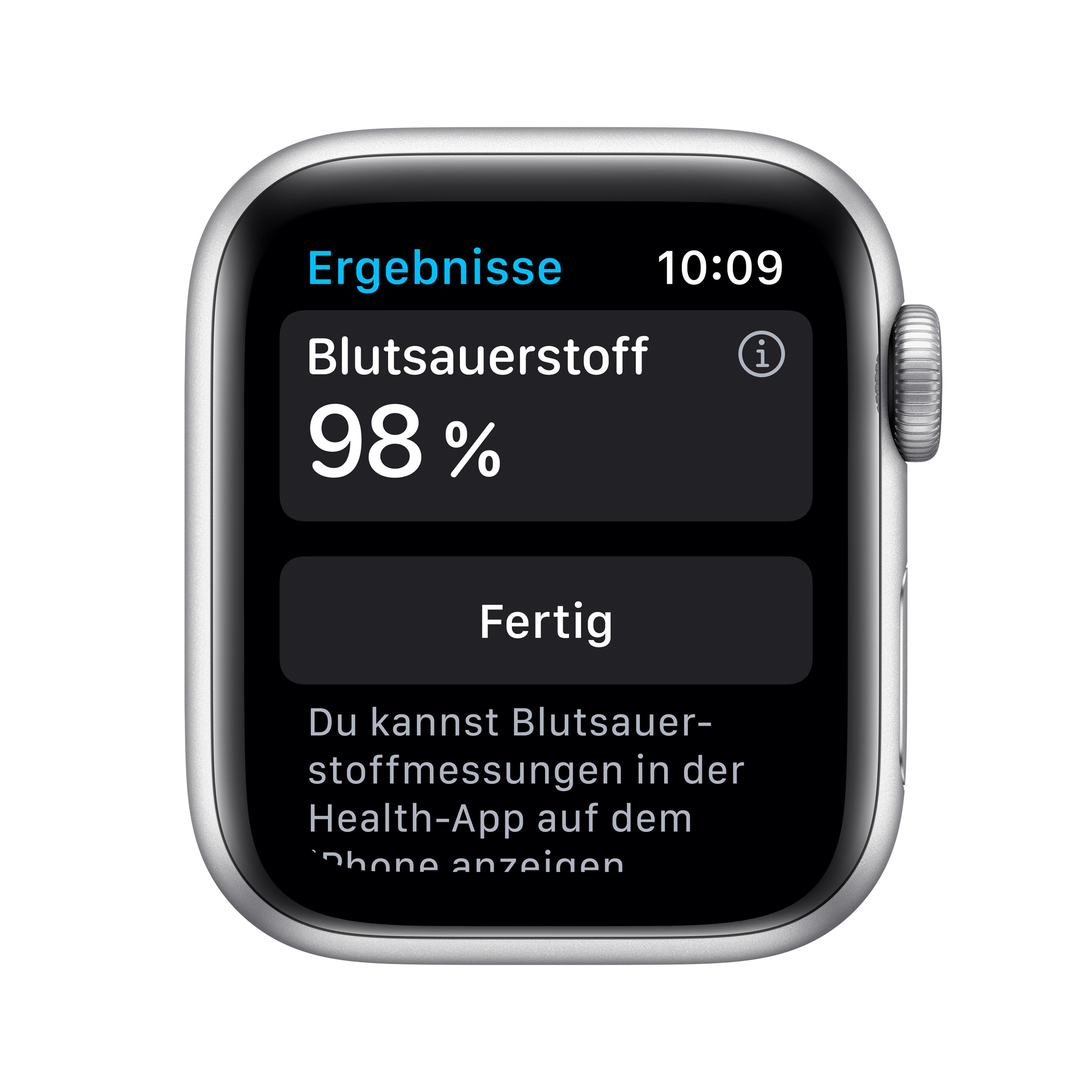 APPLE Watch Series 6 Nike (GPS + Cellular) 40mm Smartwatch Fluorelastomer, 130 - 190 mm, Silber/Schwarz