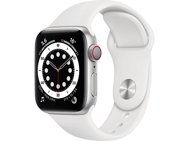 40mm 6 Gehäuse: Silber + Armband: Series Watch 200 Smartwatch (GPS Fluorelastomer, APPLE 130 Cellular) Aluminium mm, - Weiß,