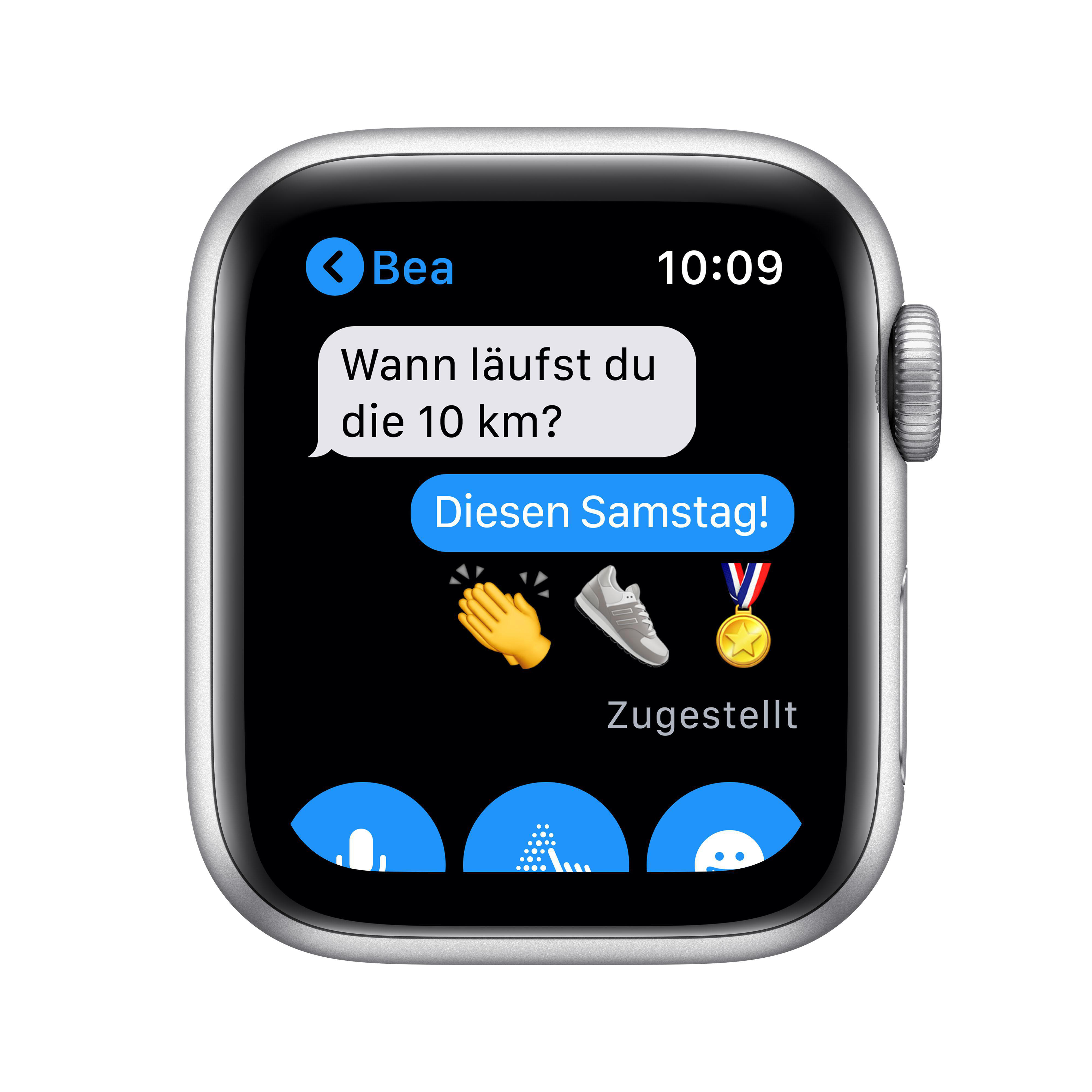 APPLE Watch Series 6 Nike (GPS + Cellular) 40mm Smartwatch Fluorelastomer, 130 - 190 mm, Silber/Schwarz