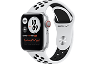 APPLE Watch Series 6 Nike (GPS + Cellular) 40mm Smartwatch Fluorelastomer, 130 - 190 mm, Silber/Schwarz