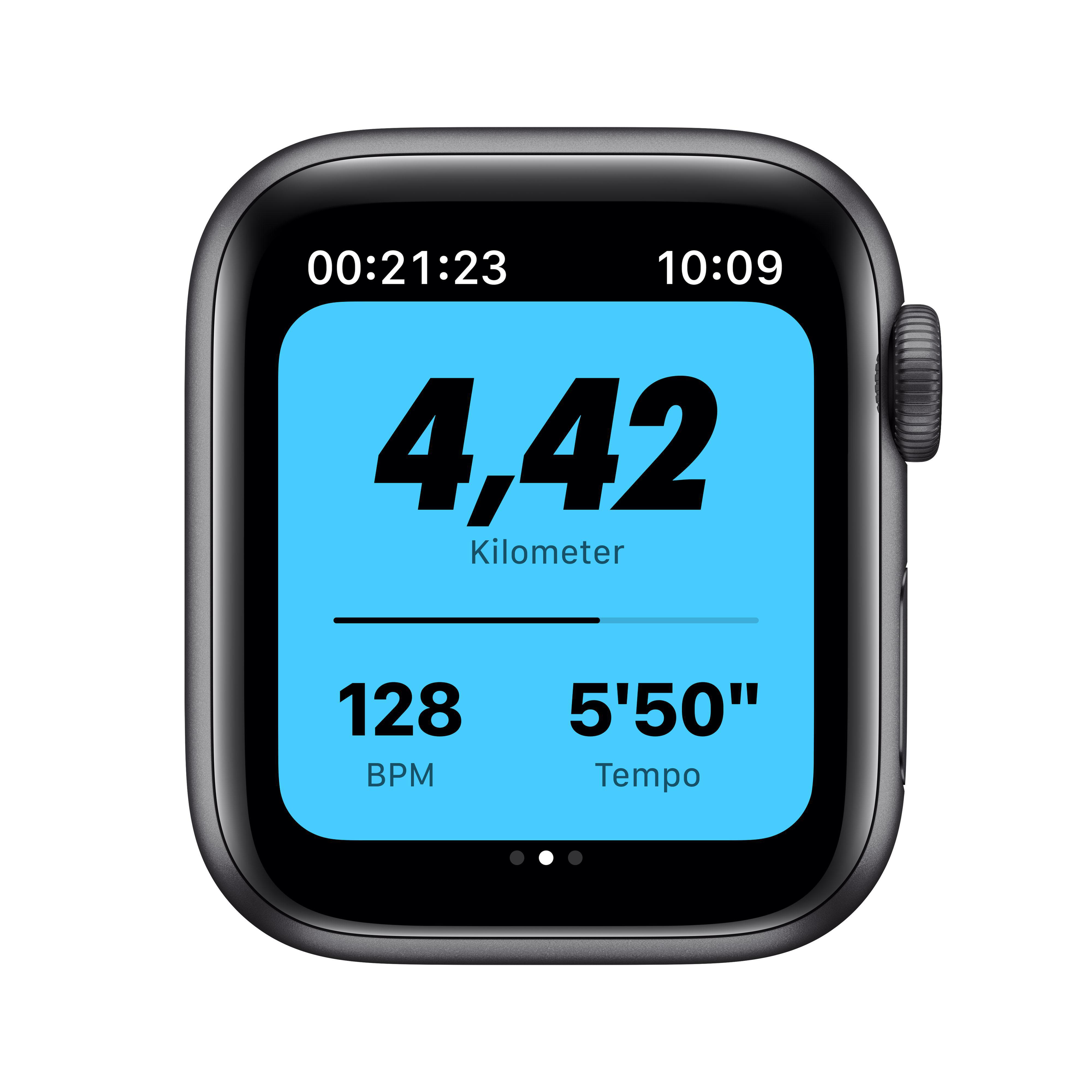 APPLE Watch Series 6 Nike Cellular) Space + (GPS Fluorelastomer, 40mm - Grau/Schwarz Smartwatch 190 mm, 130