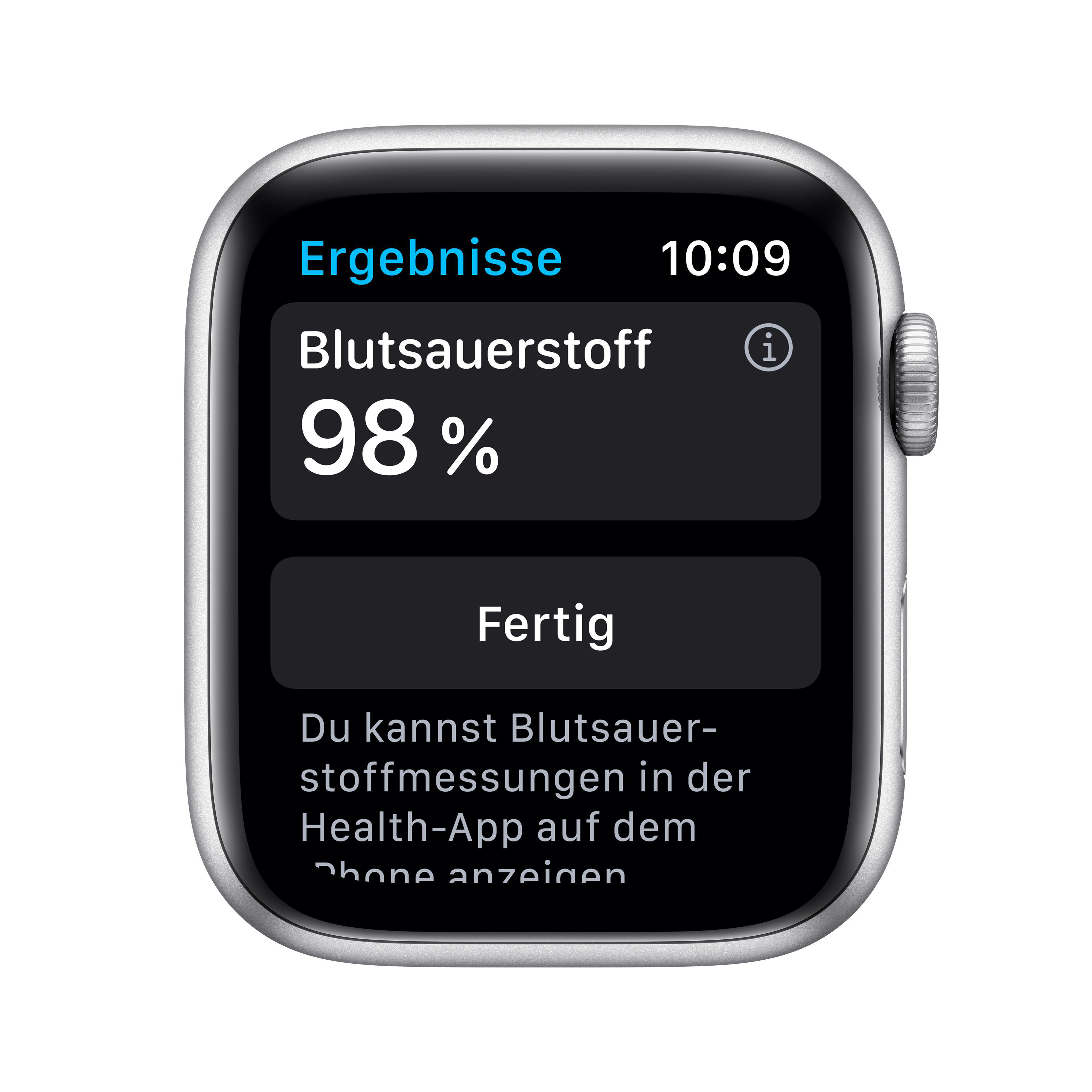 APPLE Watch Series 6 Nike (GPS + Cellular) 44mm Smartwatch Fluorelastomer, 140 - 220 mm, Silber/Schwarz