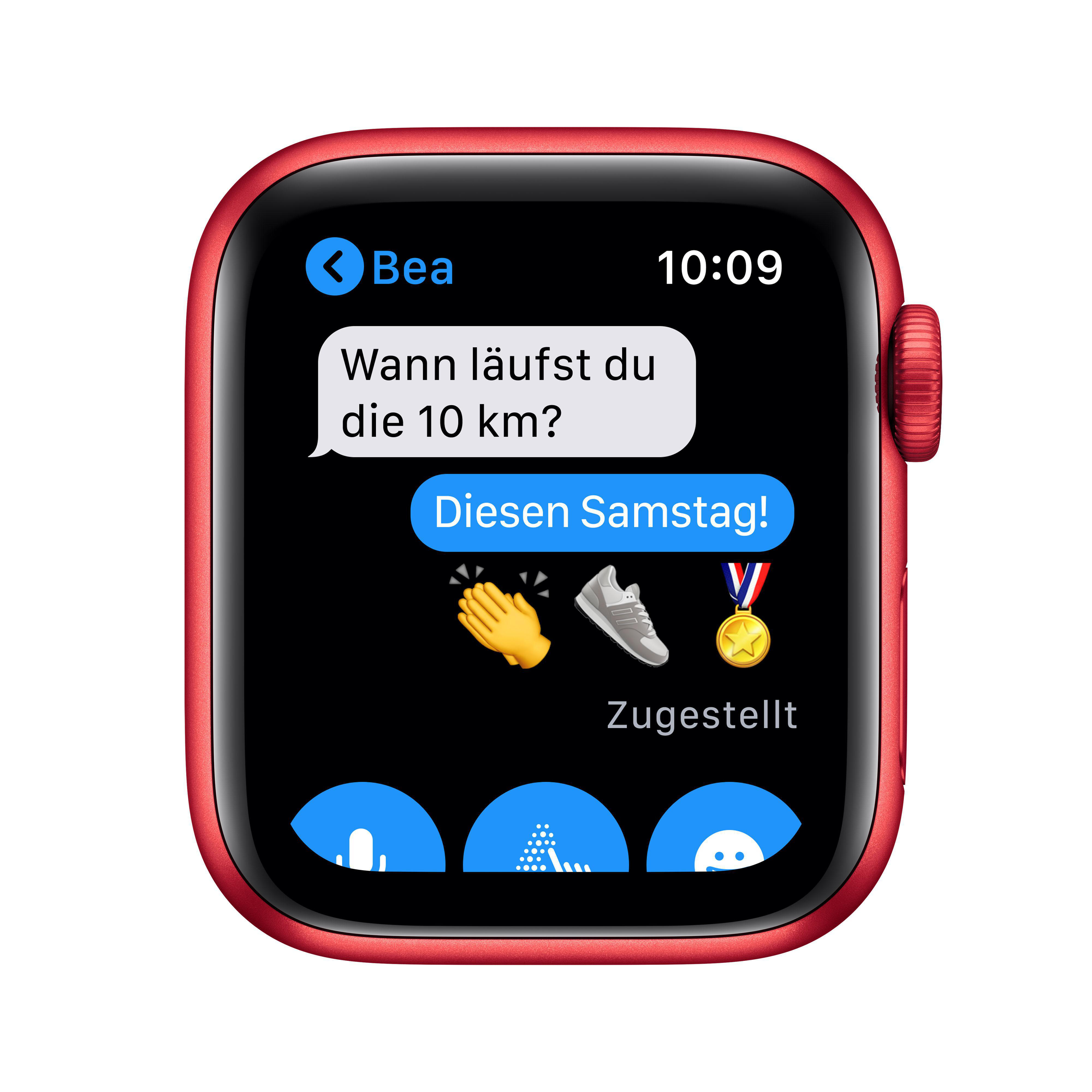 APPLE Watch Series 6 (GPS + Cellular) 40mm Smartwatch Aluminium Fluorelastomer, 130 - 200 mm, Armband: Rot, Gehäuse: Rot