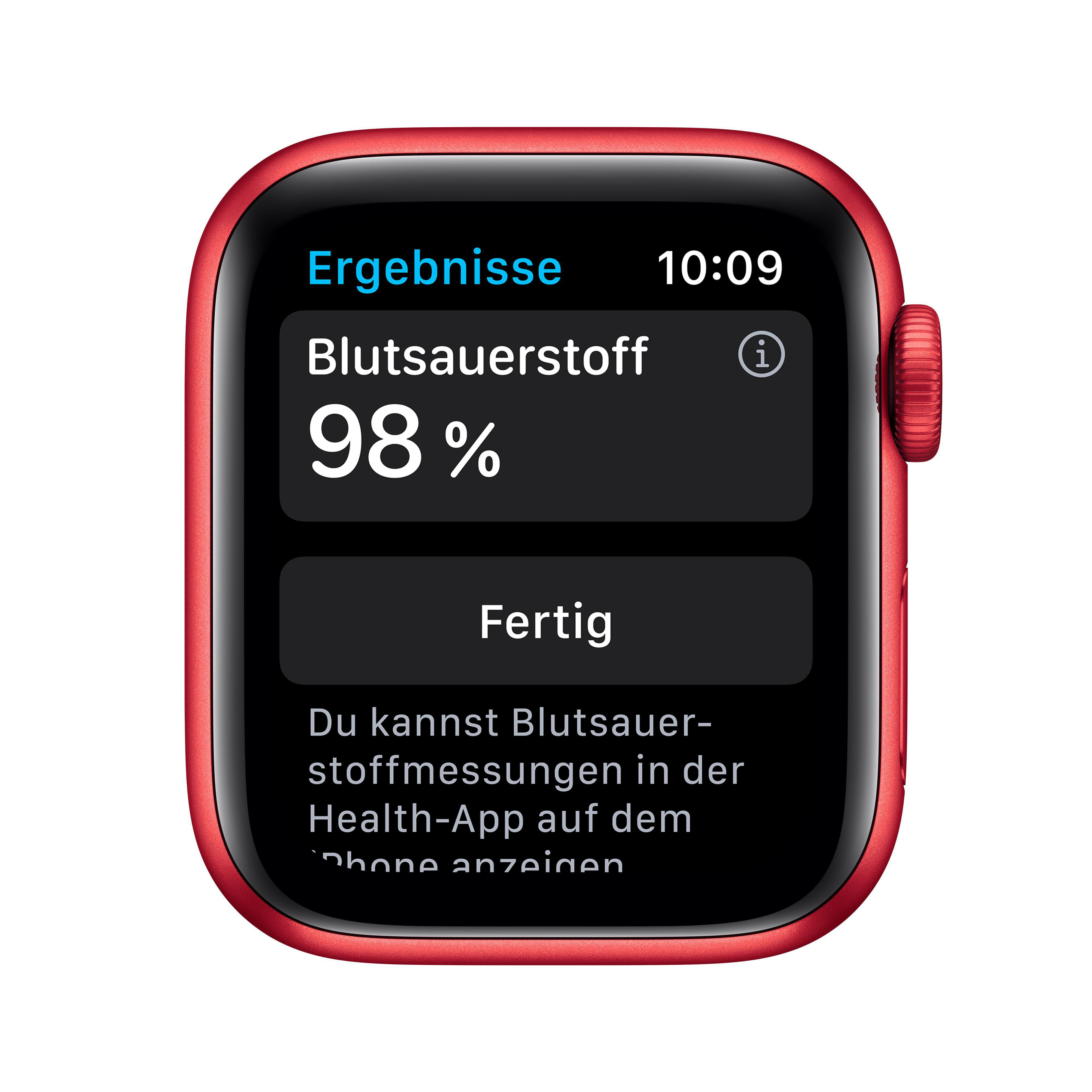 APPLE Watch Series 6 (GPS) 40mm Smartwatch Aluminium Fluorelastomer, 130 - 200 mm, Rot
