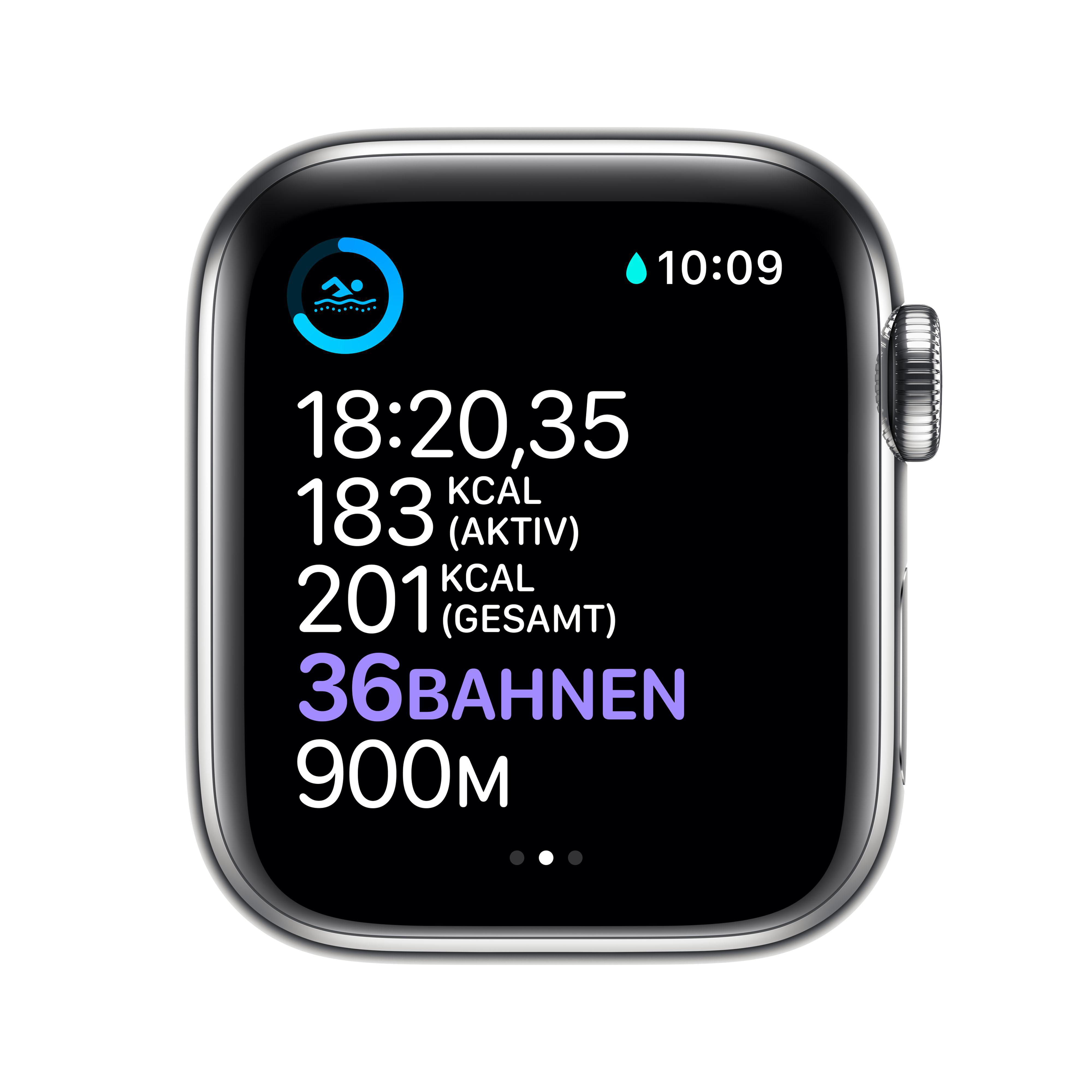 APPLE Watch Series 6 (GPS + Cellular) 40mm Smartwatch Edelstahl Edelstahl, 130 - 180 mm, Armband: Silber, Gehäuse: Silber