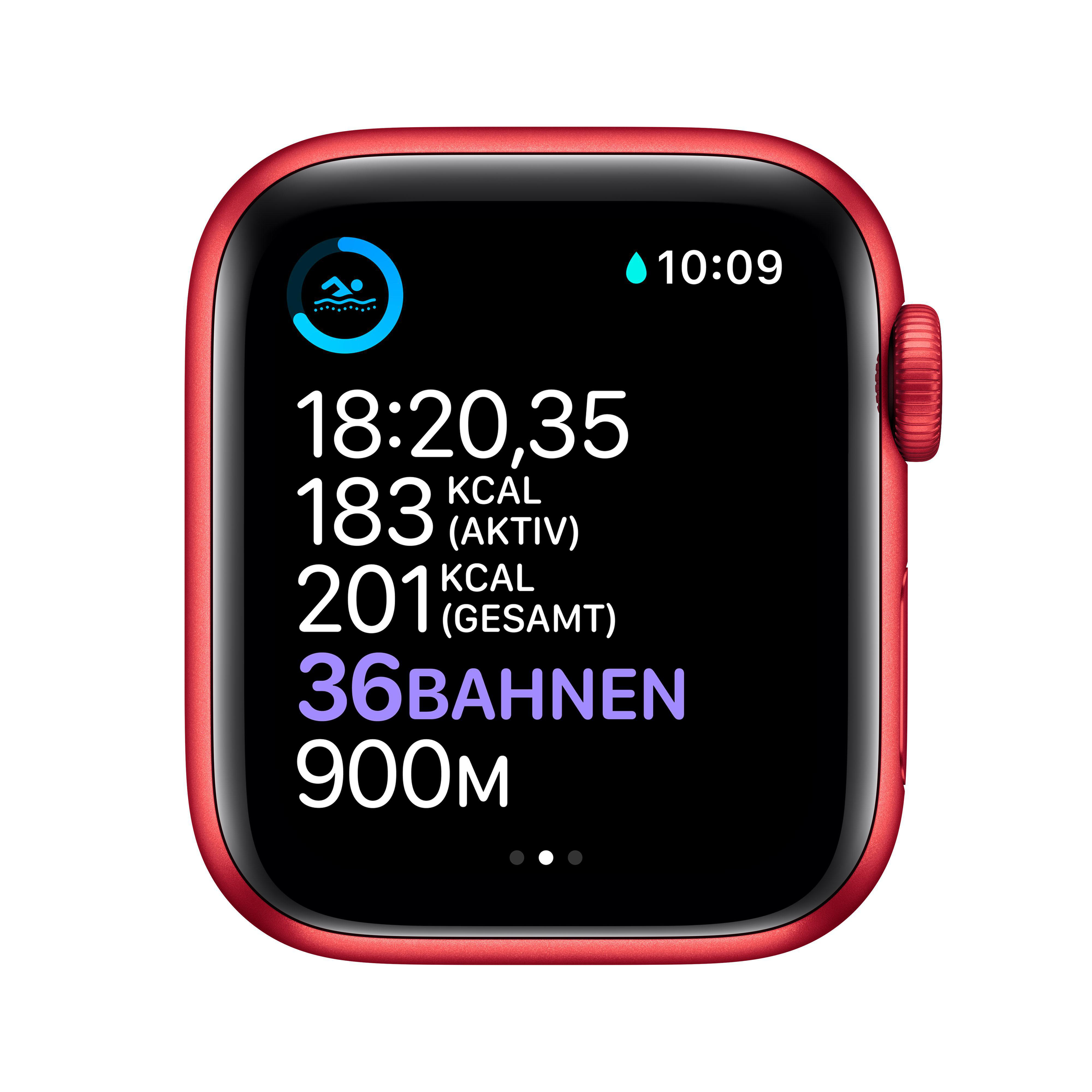 APPLE Watch Series 6 (GPS) 40mm Smartwatch Aluminium Fluorelastomer, 130 - 200 mm, Rot