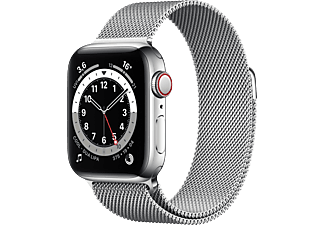 APPLE Watch Series 6 (GPS + Cellular) 40mm Smartwatch Edelstahl Edelstahl, 130 - 180 mm, Armband: Silber, Gehäuse: Silber