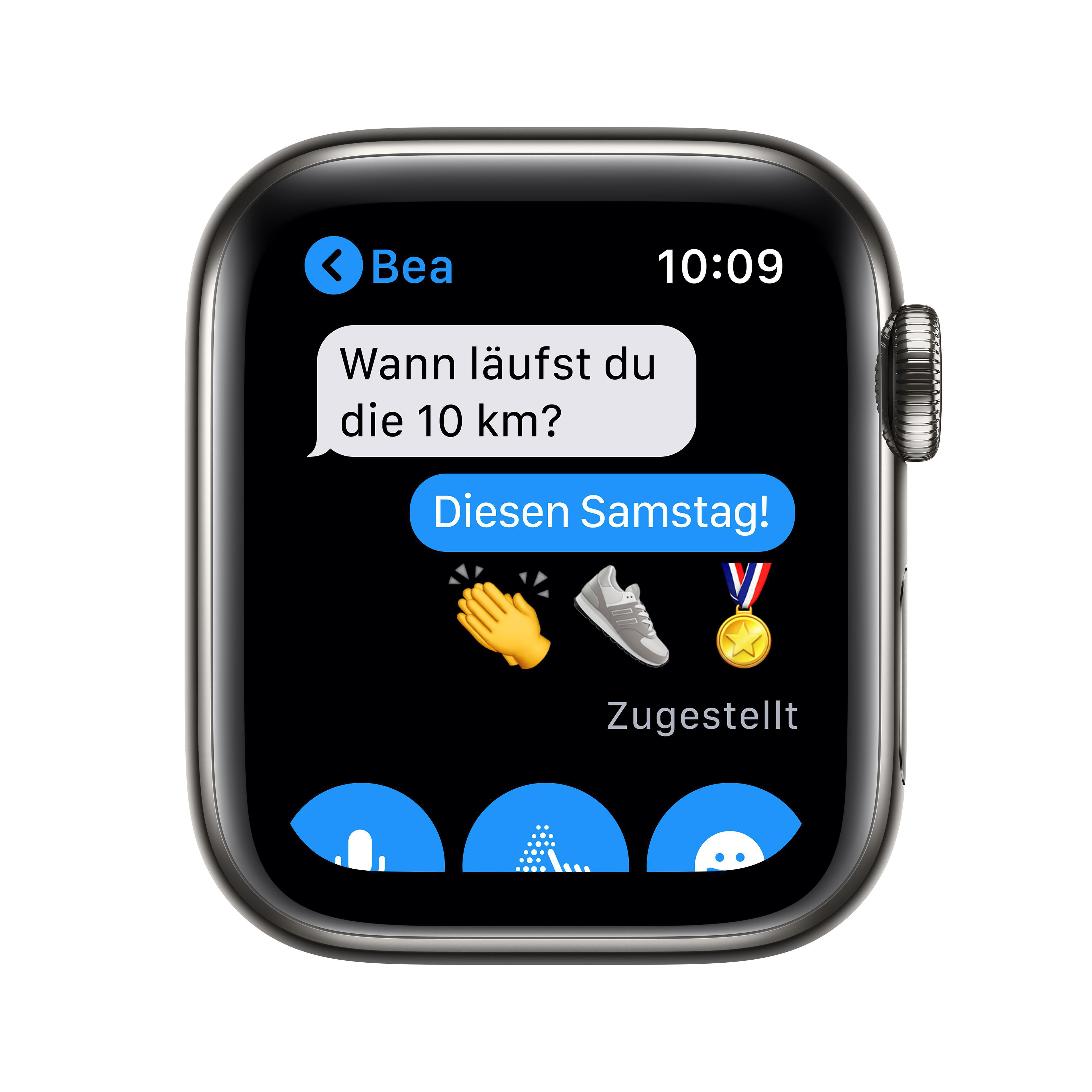 APPLE Watch Series 6 (GPS + Cellular) 40mm Smartwatch Edelstahl Fluorelastomer, 130 - 200 mm, Armband: Schwarz, Gehäuse: Graphit
