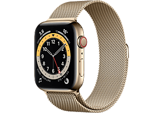 APPLE Watch Series 6 (GPS + Cellular) 44mm Smartwatch Edelstahl Edelstahl, 150 - 200 mm, Armband: Gold, Gehäuse: Gold