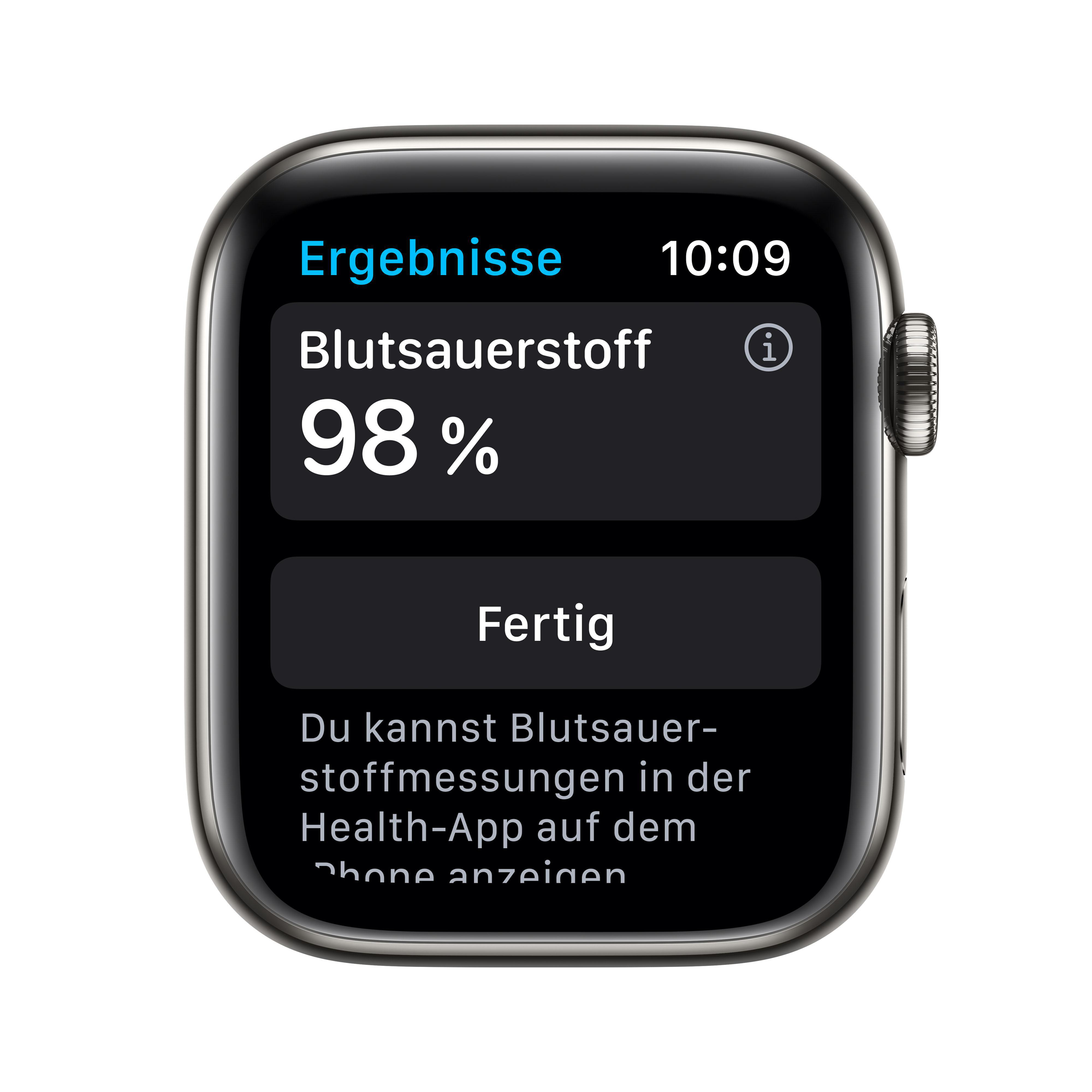 APPLE Watch Series 6 (GPS + Cellular) 44mm Smartwatch Edelstahl Edelstahl, 150 - 200 mm, Armband: Graphit, Gehäuse: Graphit