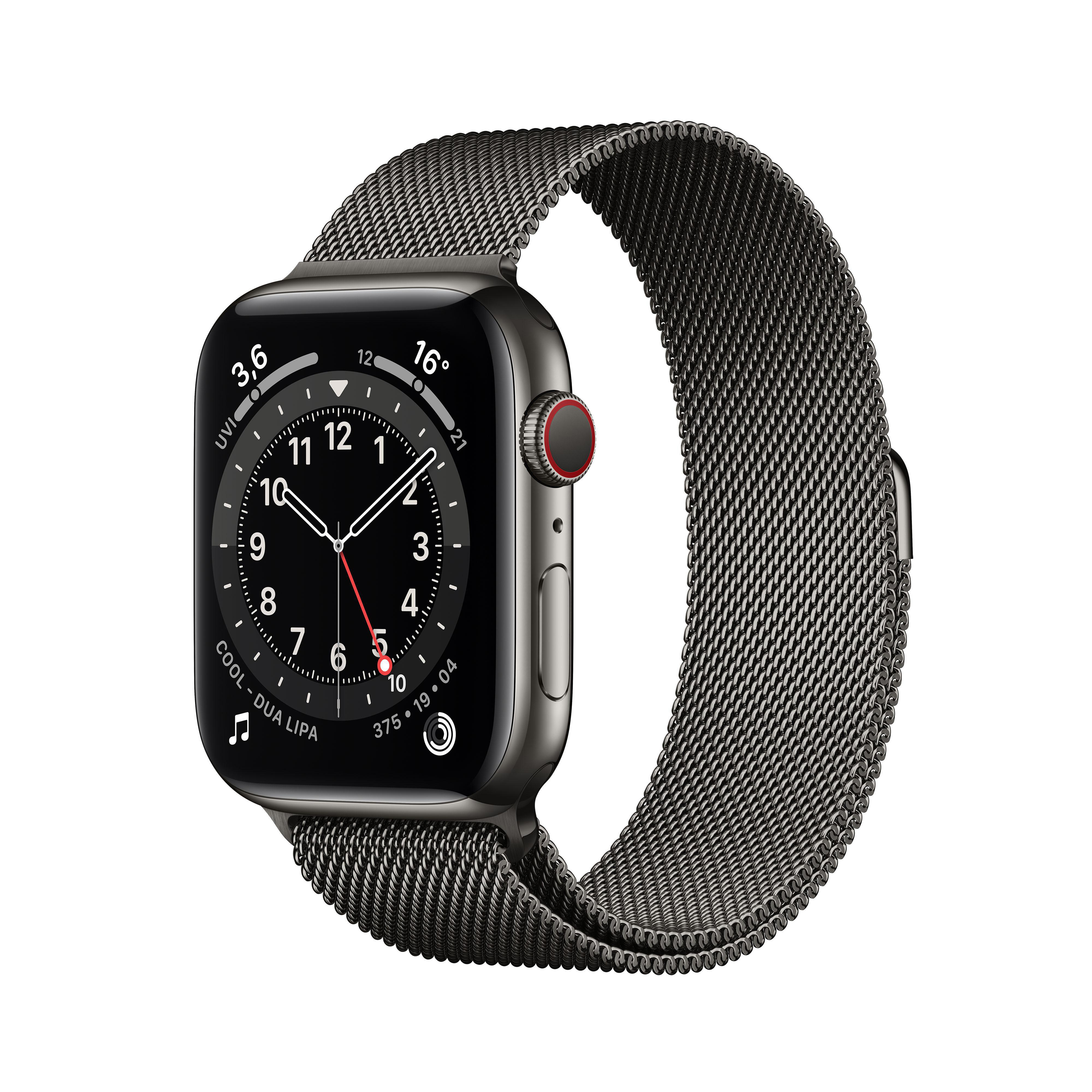 6 Graphit, (GPS Armband: Smartwatch APPLE 200 Watch Edelstahl, mm, Series Cellular) Gehäuse: 150 44mm Edelstahl - Graphit +