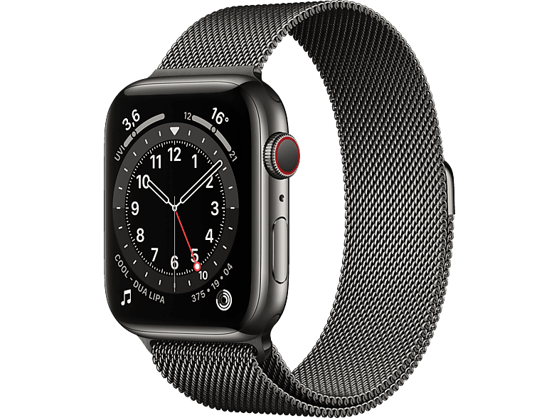 APPLE Watch Series 6 (GPS + Cellular) 44mm Smartwatch Edelstahl Edelstahl, 150 - 200 mm, Armband: Graphit, Gehäuse: Graphit