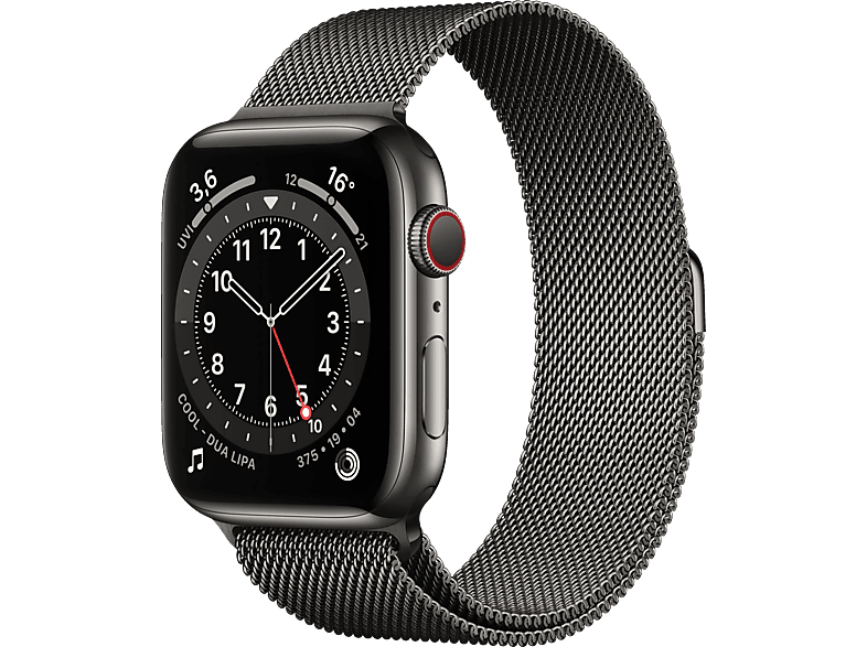 APPLE Watch Series 6 (GPS + Cellular) 44mm Smartwatch Edelstahl Edelstahl,  150 - 200 mm, Armband: Graphit, Gehäuse: Graphit