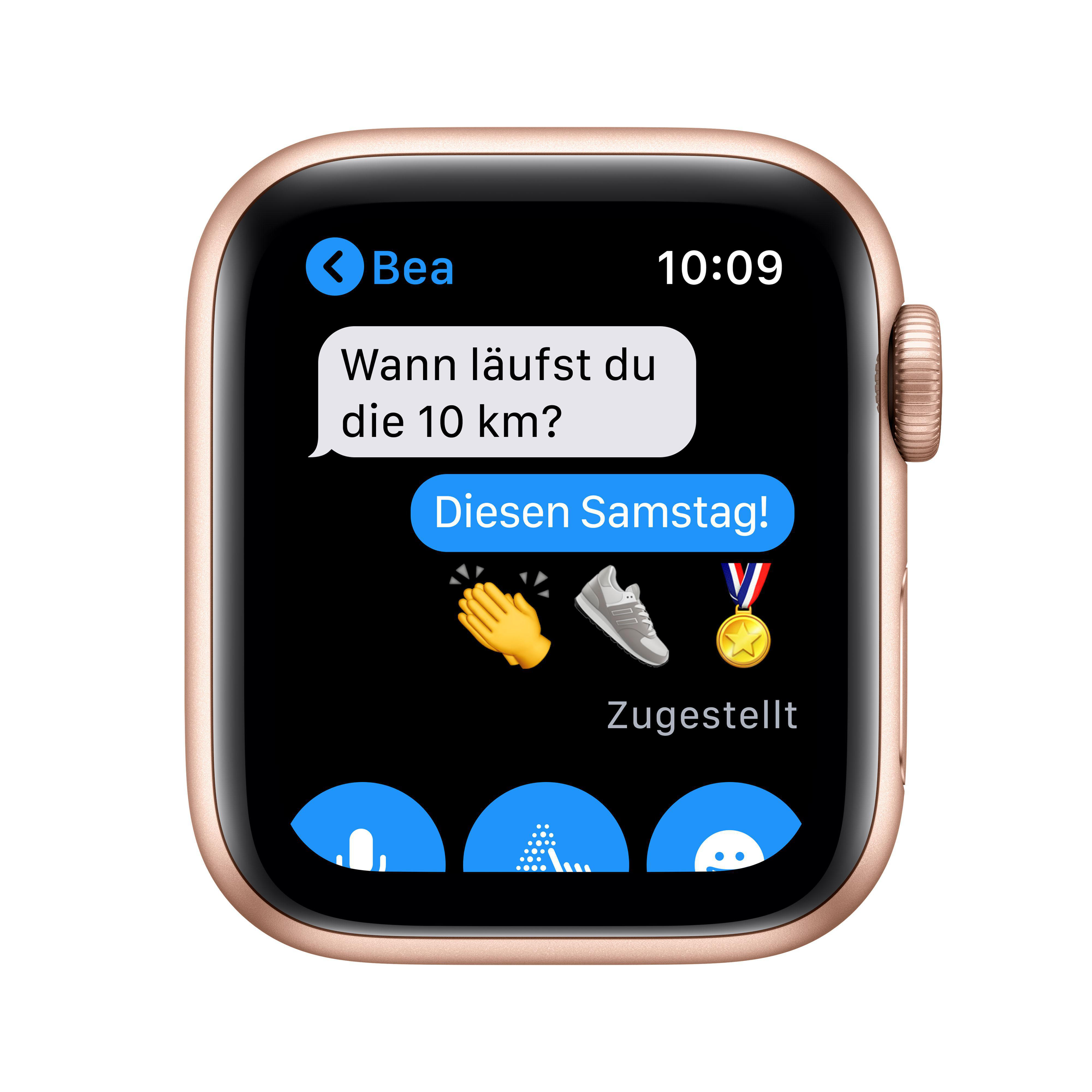APPLE Watch Series 6 (GPS) 40mm Smartwatch Aluminium Fluorelastomer, 130 - 200 mm, Sandrosa/Gold