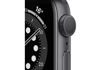 APPLE Watch Series 6 (GPS) 40mm Smartwatch Aluminium Fluorelastomer, 130 - 200 mm, Schwarz