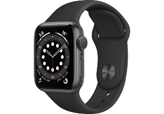 APPLE Watch Series 6 (GPS) 40mm Smartwatch Aluminium Fluorelastomer, 130 - 200 mm, Schwarz