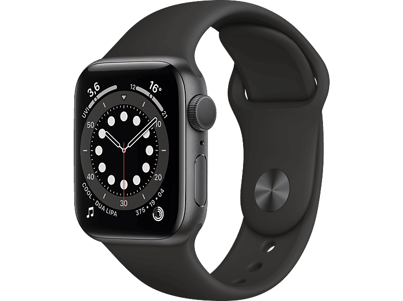 APPLE Watch 40mm Smartwatch 6 130 (GPS) - 200 Schwarz Series Aluminium mm, Fluorelastomer