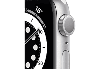 APPLE Watch Series 6 (GPS) 40mm Smartwatch Aluminium Fluorelastomer, 130 - 200 mm, Silber/Weiß
