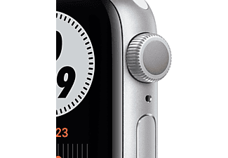 APPLE Watch Series 6 Nike 40mm Smartwatch Fluorelastomer, 130 - 190 mm, Silber/Schwarz