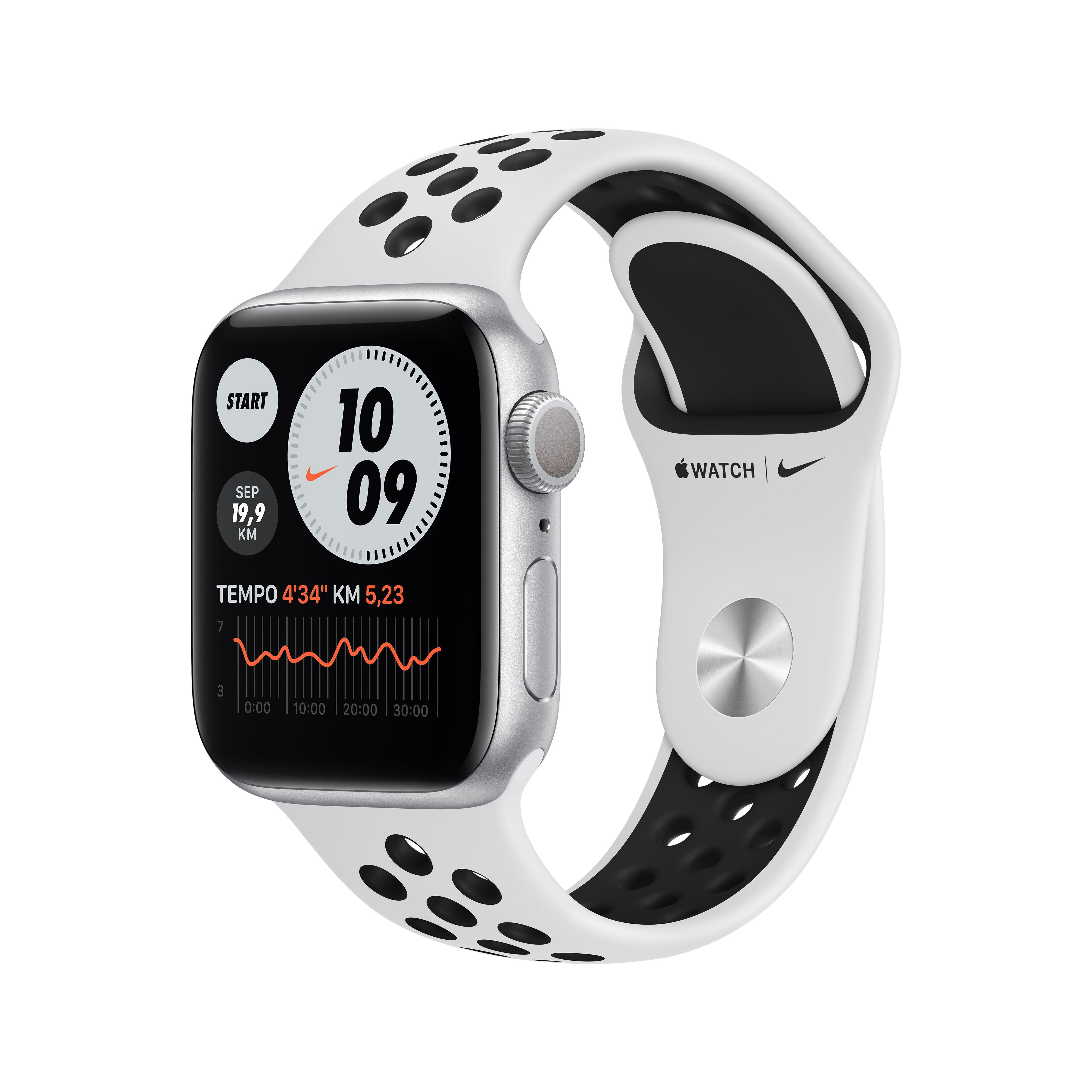 Fluorelastomer, Watch 130 6 Silber/Schwarz Nike 40mm mm, Series - APPLE 190 Smartwatch