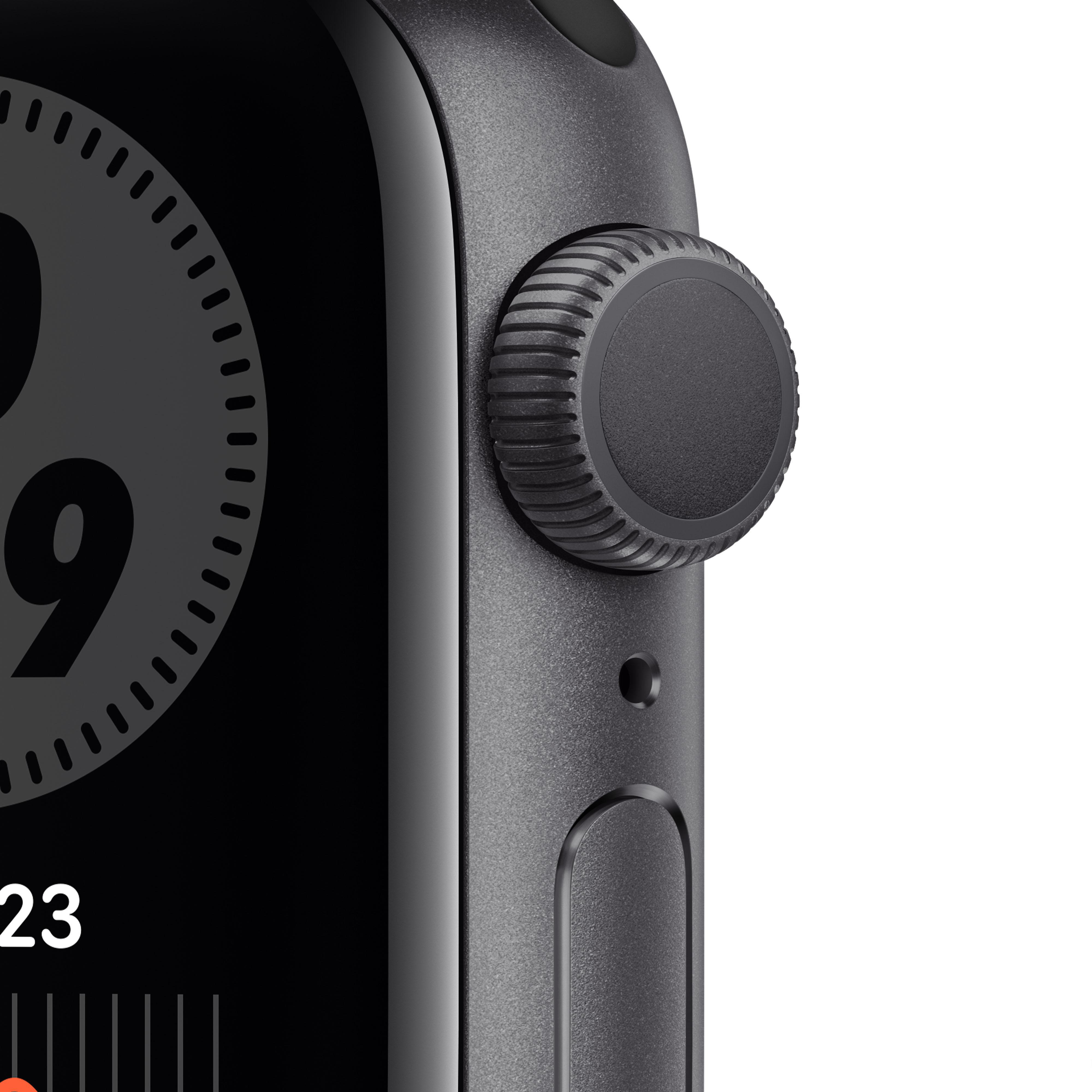 APPLE Watch Series 6 Nike 40mm Smartwatch Fluorelastomer, 130 - 190 mm, Space Grau/Schwarz