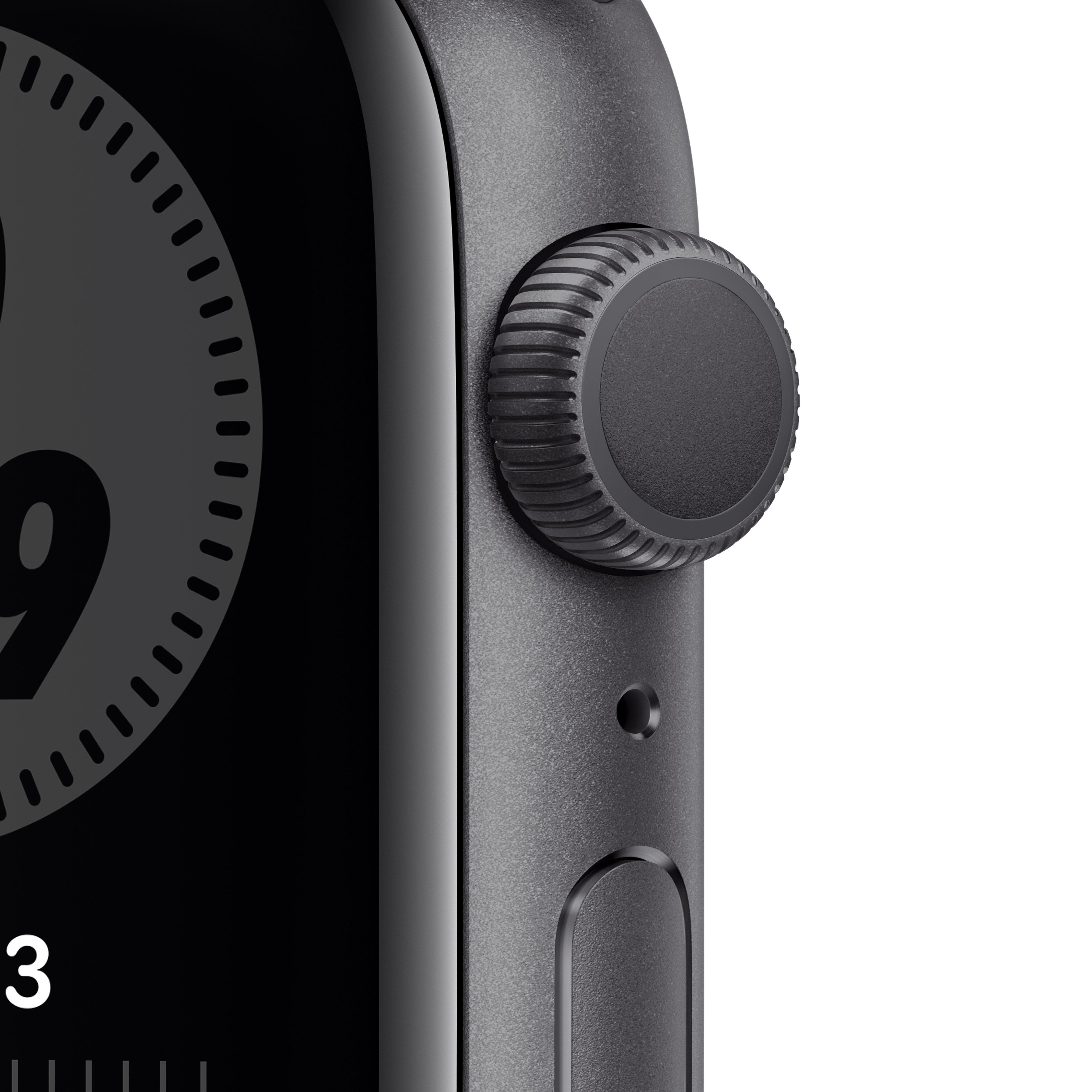 APPLE Watch Series 6 Nike 44mm Smartwatch Fluorelastomer, 140 -220 mm, Space Grau/Schwarz