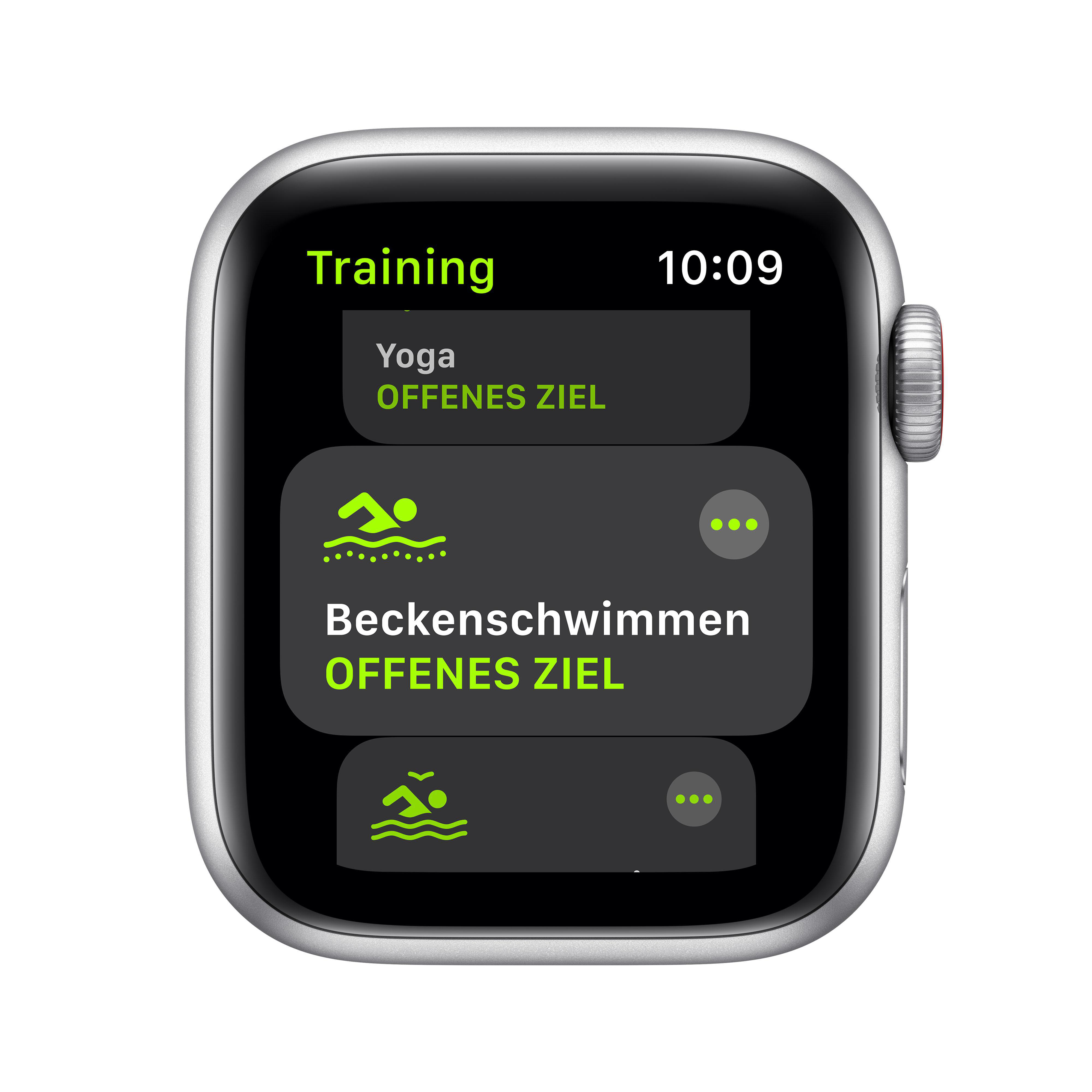 APPLE Watch SE (GPS + Cellular) 40mm Smartwatch Aluminium Nylon, 130 - 200 mm, Armband: Dunkelmarine, Gehäuse: Silber