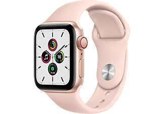 APPLE Watch SE (GPS + Cellular) 40mm Smartwatch Aluminium Fluorelastomer, 130 - 200 mm, Armband: Pink Sand, Gehäuse: Gold