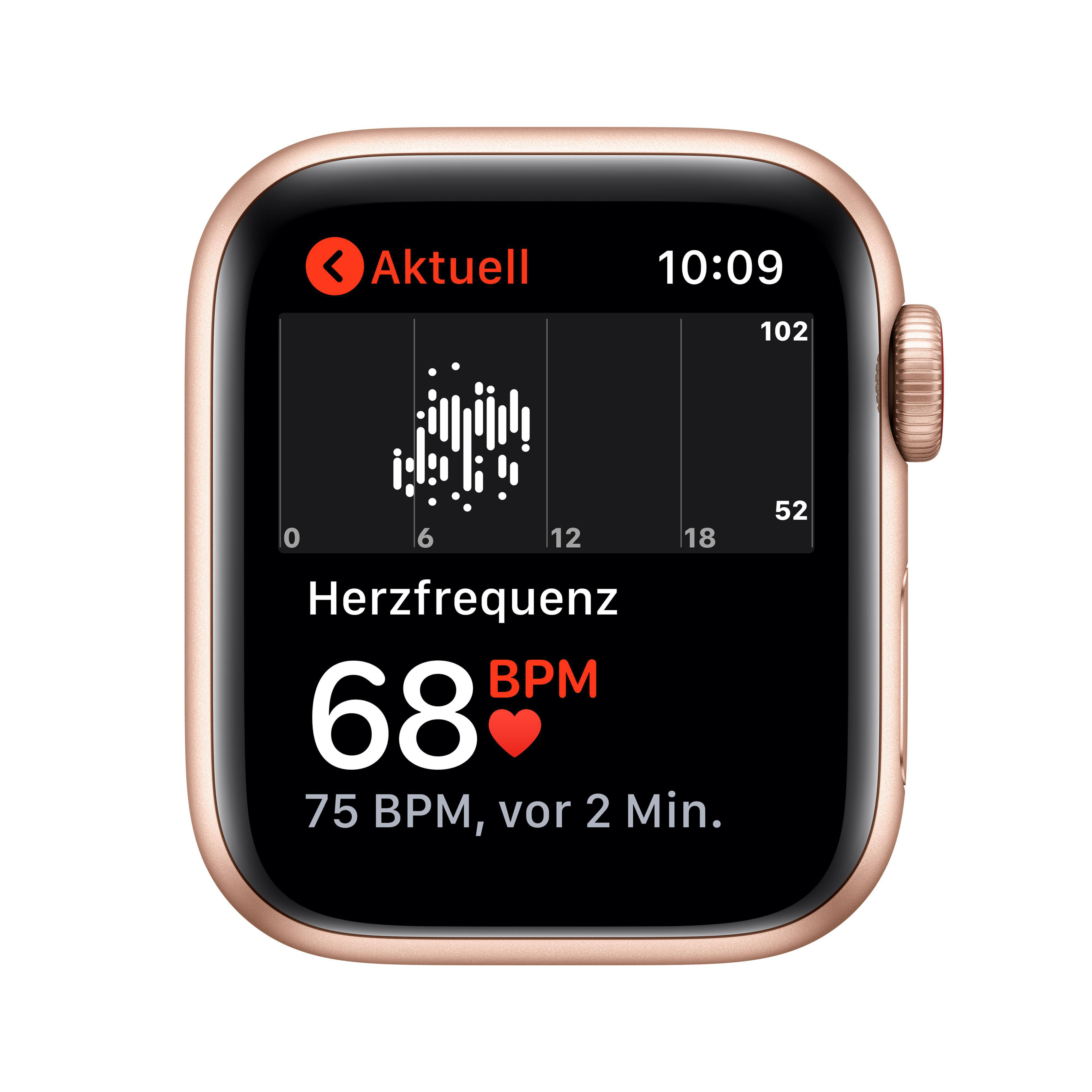 APPLE Watch SE (GPS + Cellular) 40mm Smartwatch Aluminium Nylon, 130 - 200 mm, Armband: Pflaume, Gehäuse: Gold