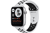APPLE Watch Nike Series 6 (GPS) 44mm Smartwatch Fluorelastomer, 140-220 mm, Silber/Schwarz
