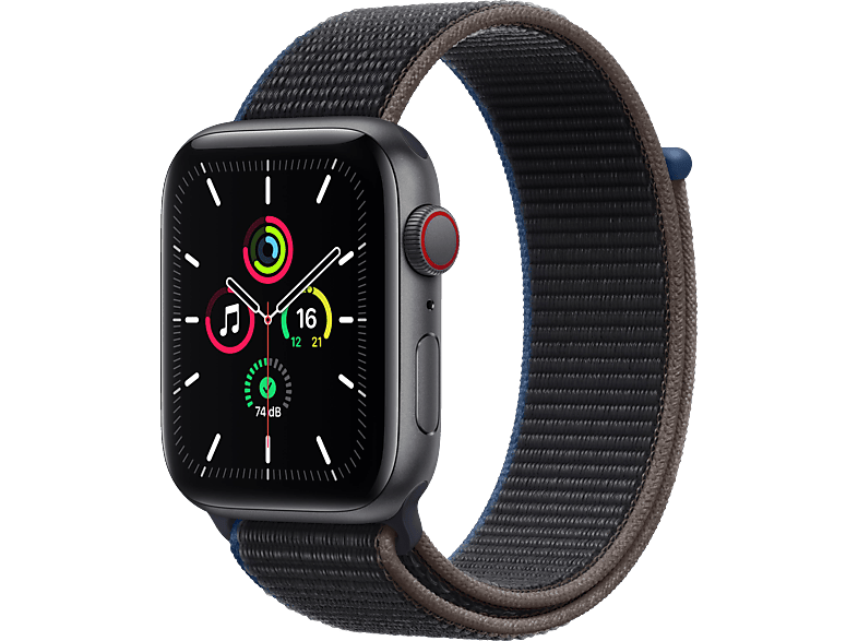 APPLE Watch Cellular) (GPS 44mm Nylon, Smartwatch Space Armband: mm, Kohlegrau, + - Gehäuse: Aluminium Grau SE 145 220