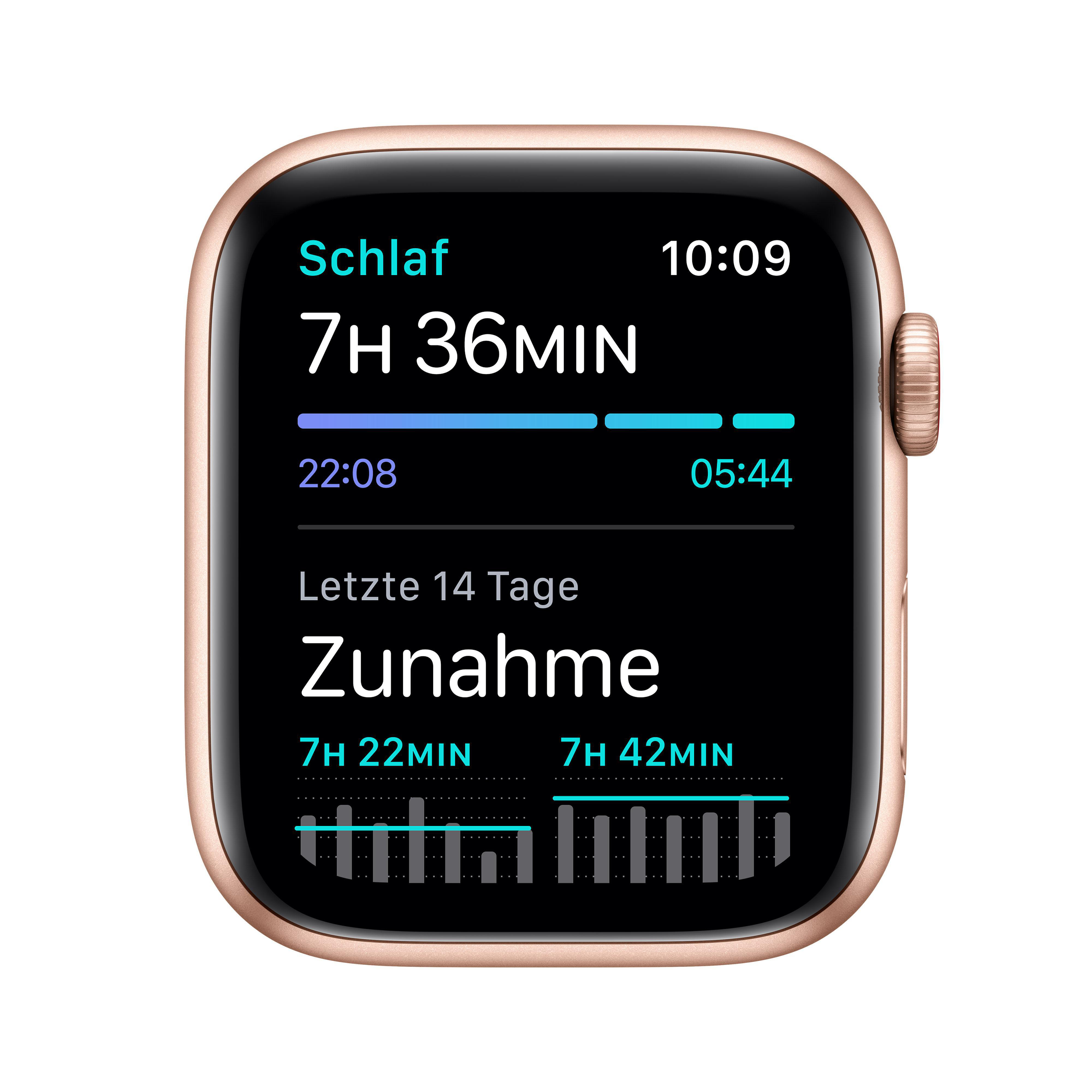 APPLE Watch SE (GPS Sand, mm, Pink Smartwatch Cellular) 44mm Armband: - Gold Aluminium 210 Gehäuse: 140 Fluorelastomer, 