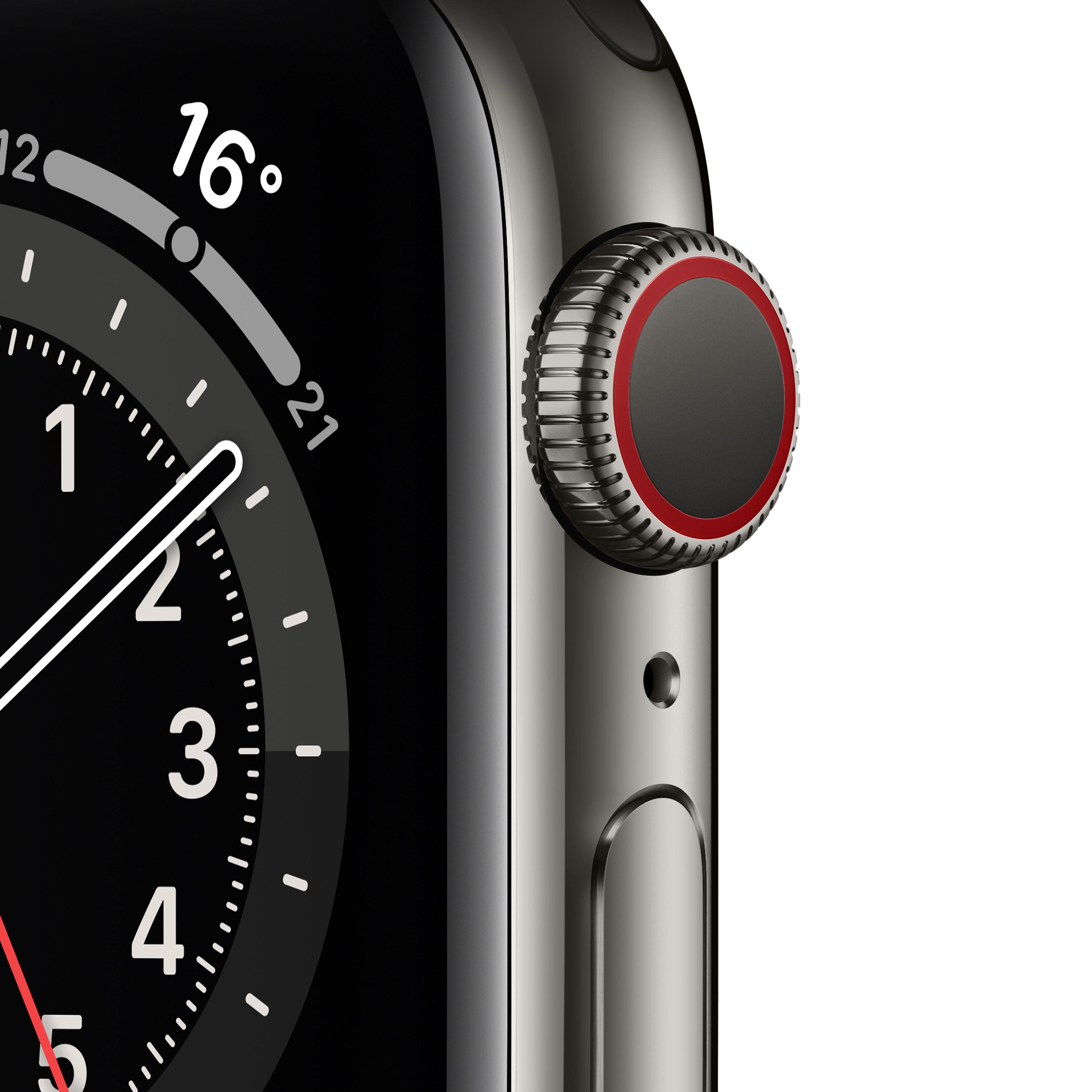 APPLE Watch Series 6 (GPS + Cellular) 40mm Smartwatch Edelstahl Edelstahl, 130 - 180 mm, Armband: Graphit, Gehäuse: Graphit