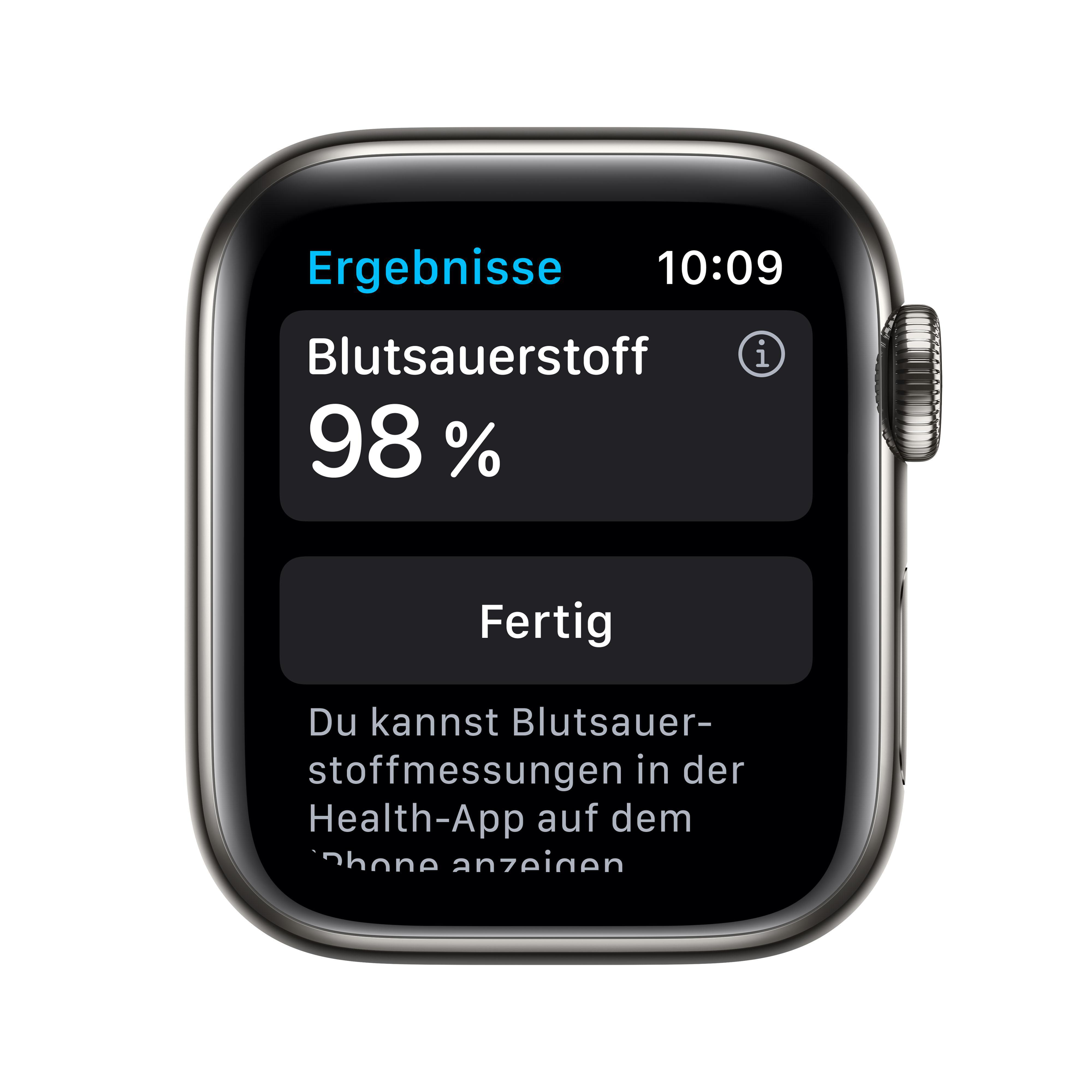 APPLE Watch Series 6 (GPS + Cellular) 40mm Smartwatch Edelstahl Edelstahl, 130 - 180 mm, Armband: Graphit, Gehäuse: Graphit