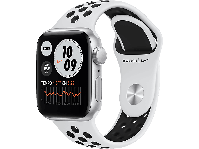 APPLE Watch SE Nike (GPS) 40mm Smartwatch Fluorelastomer, 130 - 200 mm, Silber/Schwarz